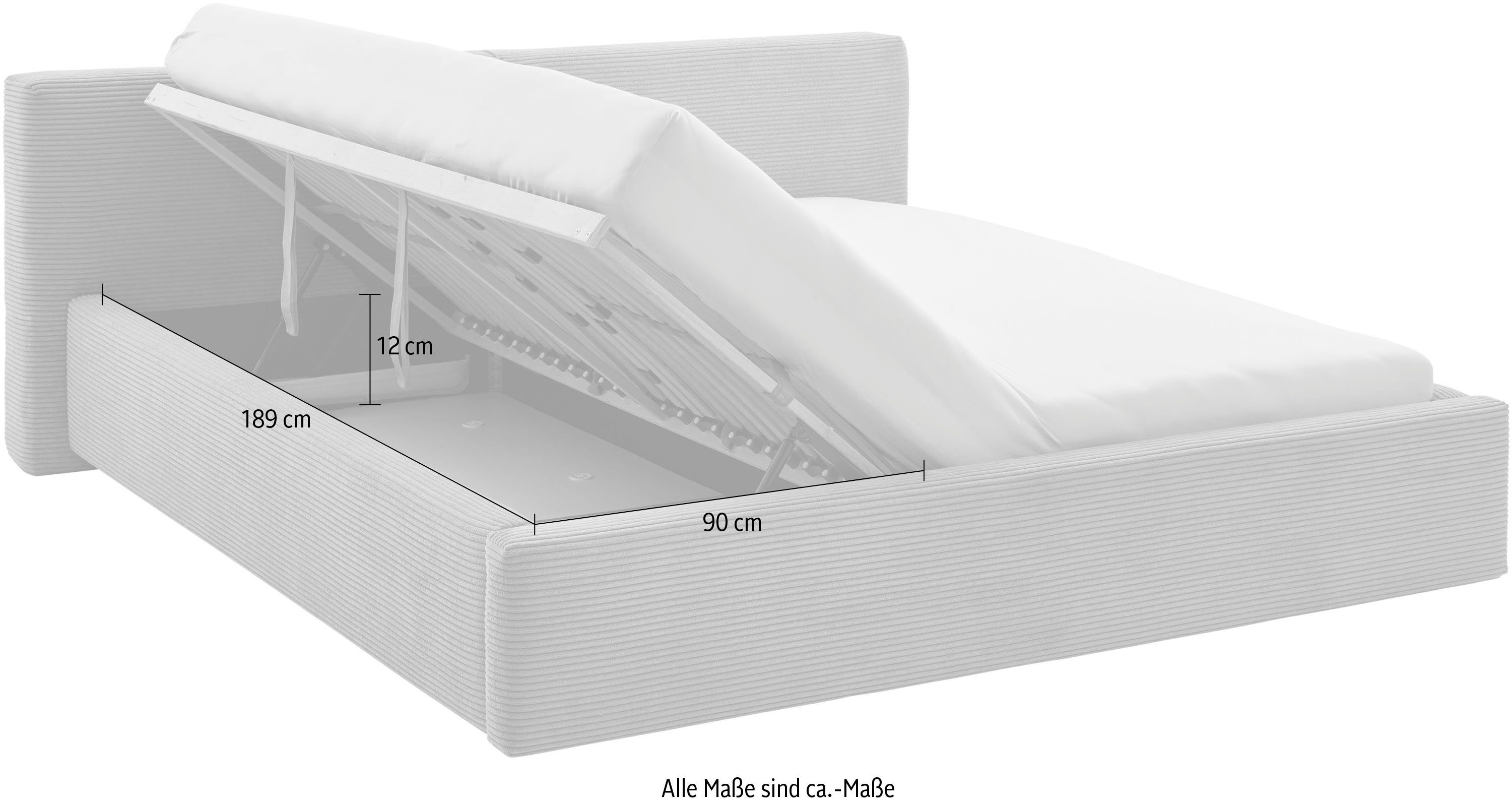 meise.möbel Gestoffeerd bed Cube optioneel met matras en bedlade