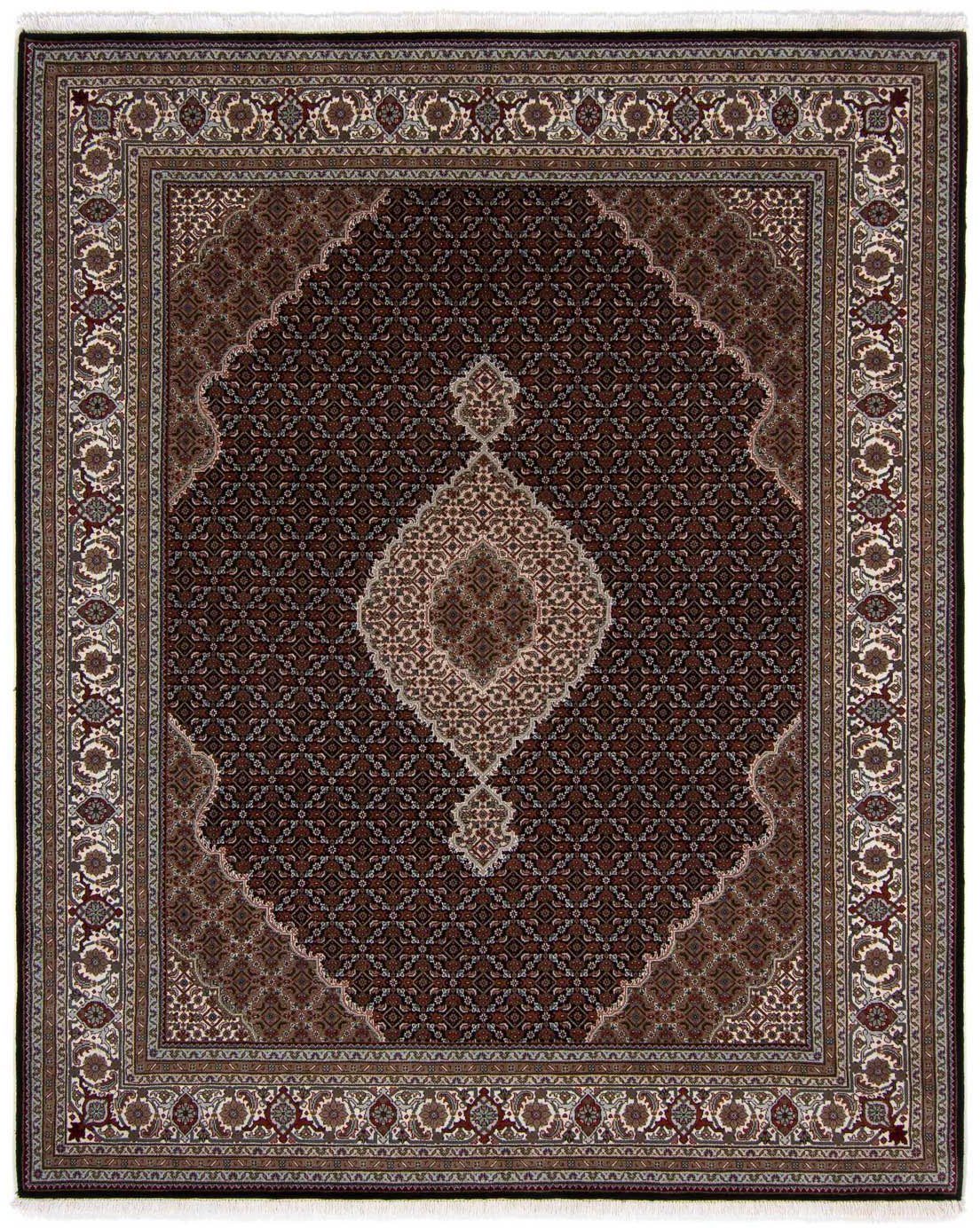 morgenland Wollen kleed Tabriz medaillon Blu scuro 253 x 203 cm Uniek exemplaar met certificaat