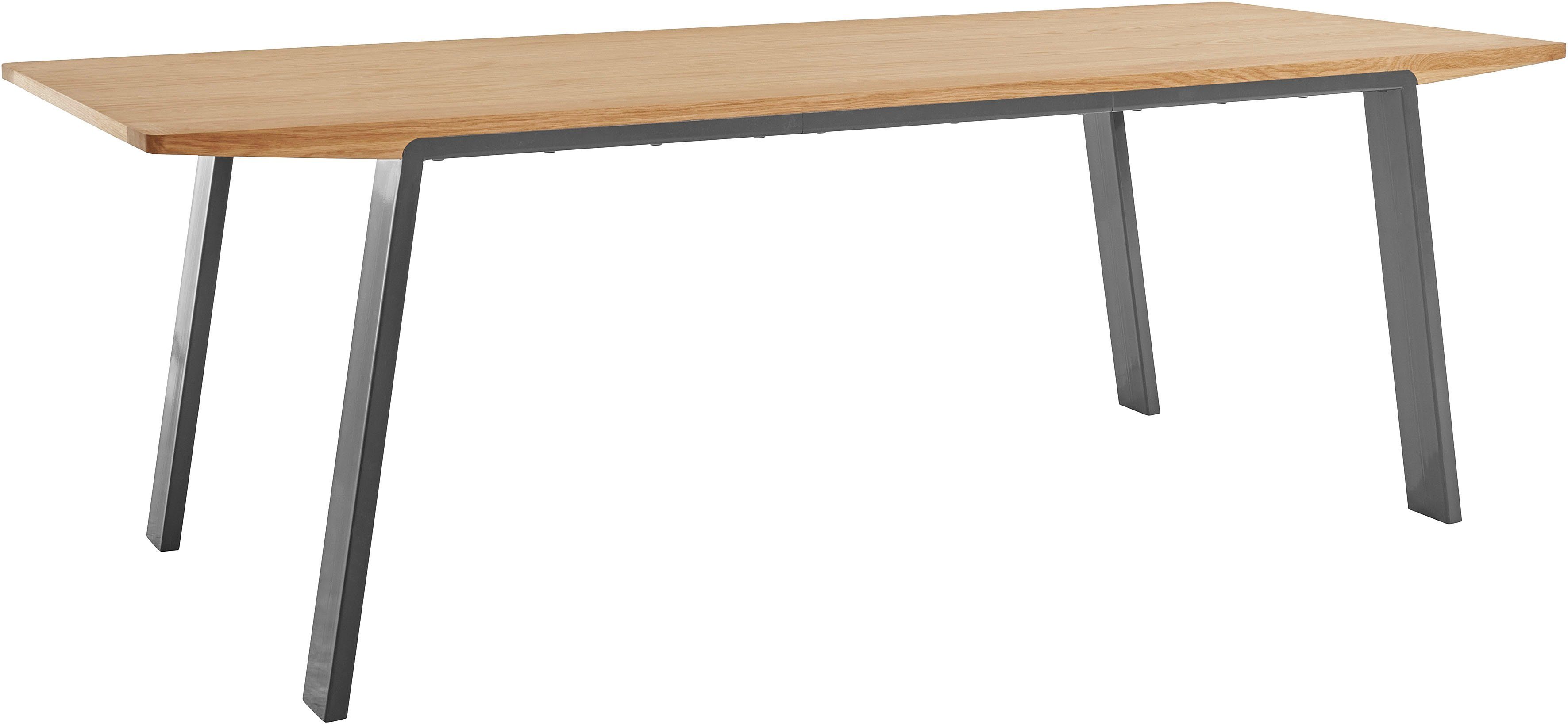 OTTO products Eettafel Flemming van gedeeltelijk massieve houtverwerking, met een chic grijs metalen