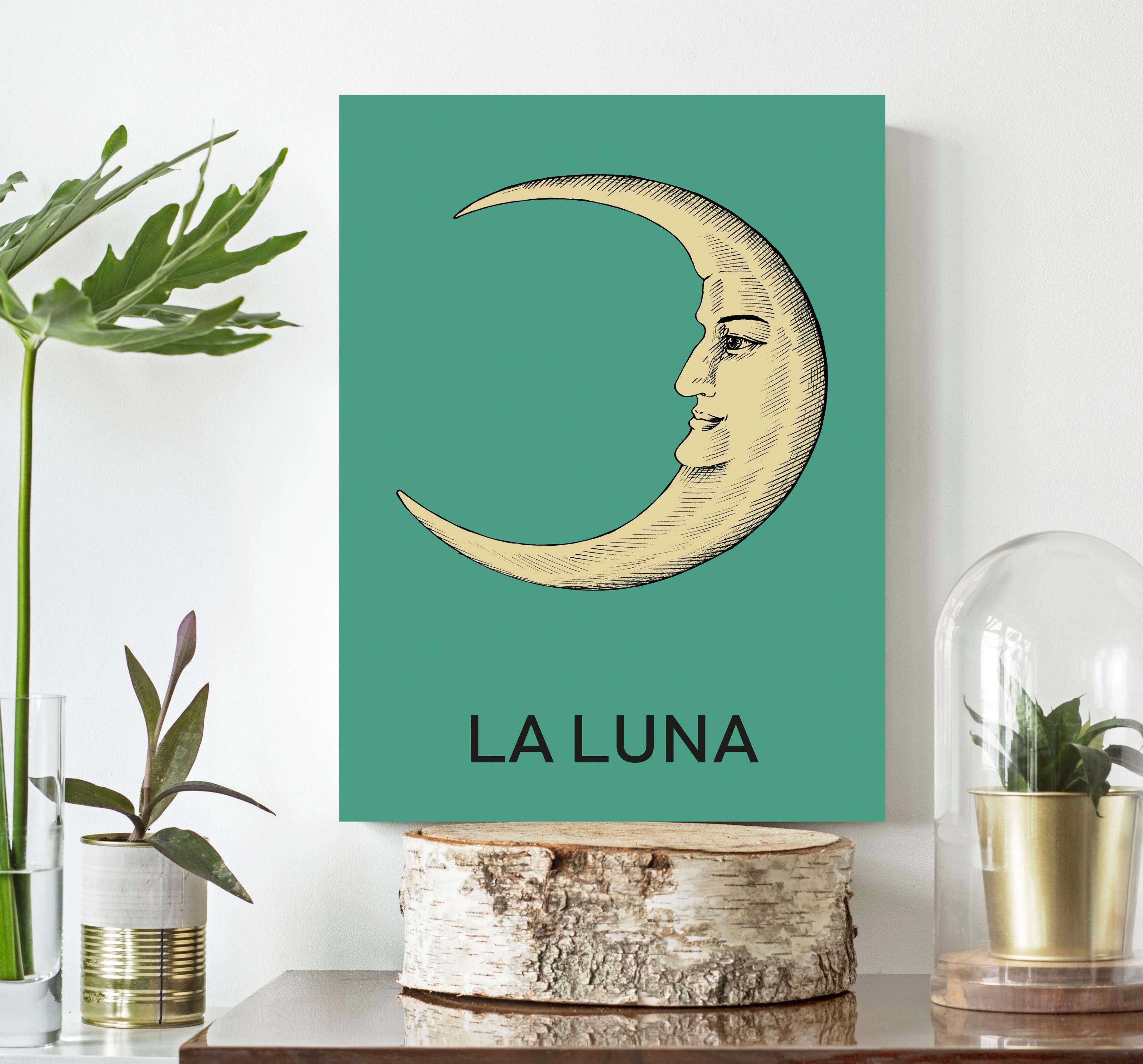 queence Artprint op linnen De maan Premium canvasstof, handgemaakt in Duitsland