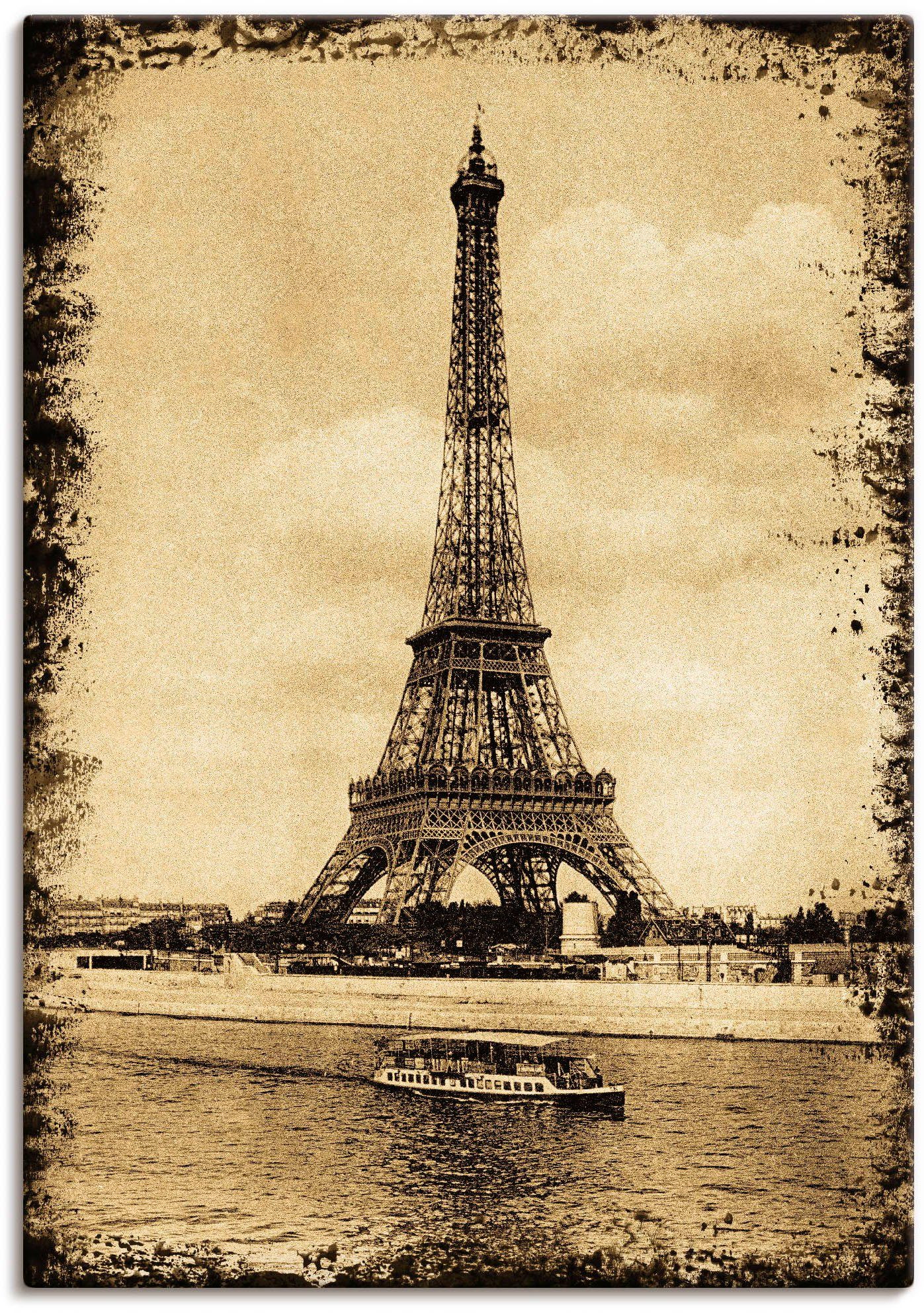 Artland Artprint Parijs - Eiffeltoren Vintage in vele afmetingen & productsoorten -artprint op linnen, poster, muursticker / wandfolie ook geschikt voor de badkamer (1 stuk)