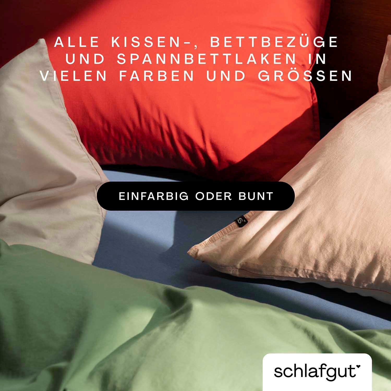 Schlafgut Hoeslaken CASUAL o.a. in maat 90x200, 140x200 of 180x200 cm, 100% biologisch katoen Dekbedovertrek voor matrassen tot 25 cm hoogte, betrouwbaar, duurzaam, zacht (1 stuk)