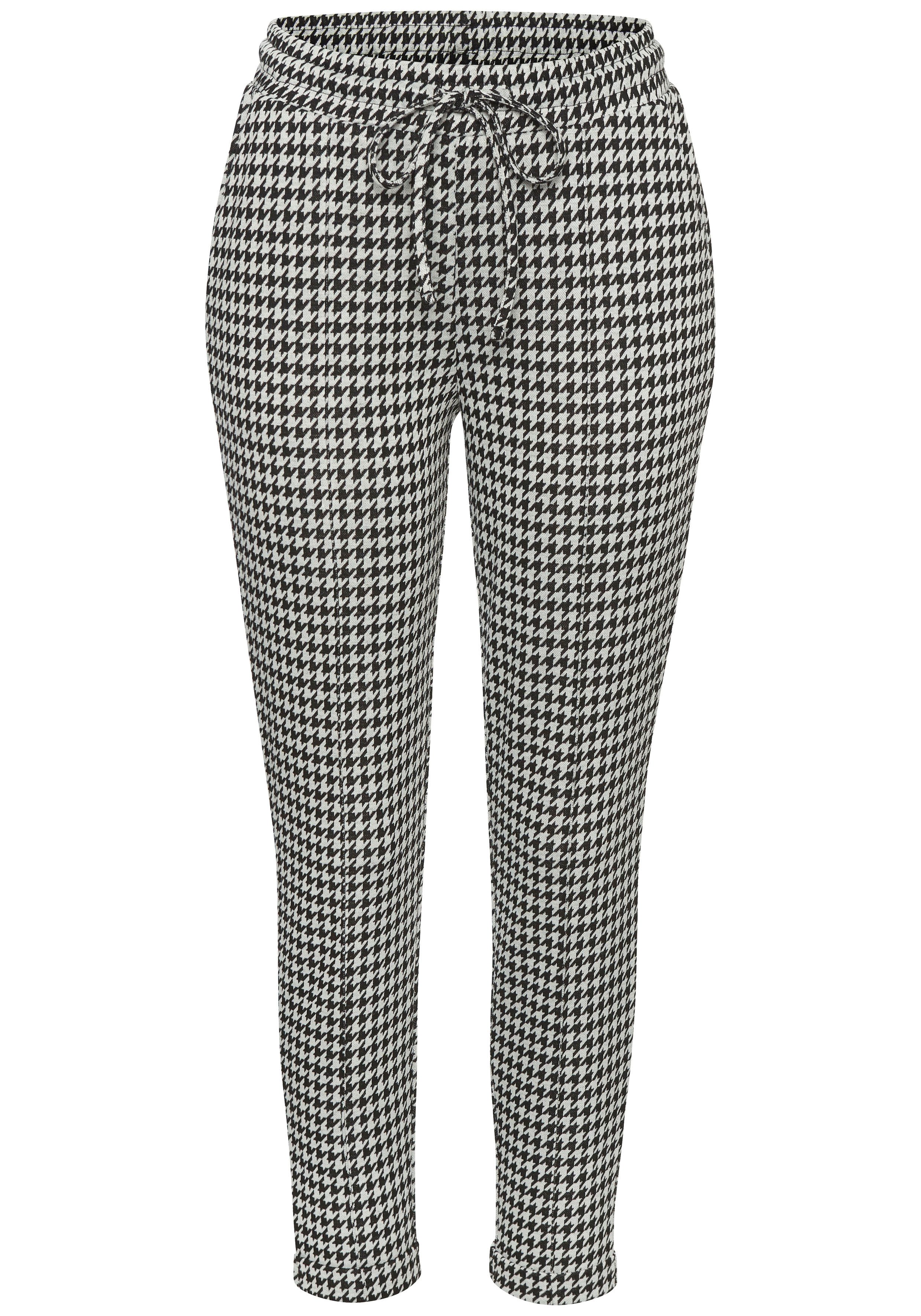 Lascana Comfortbroek met houndstooth patroon en zijzakken