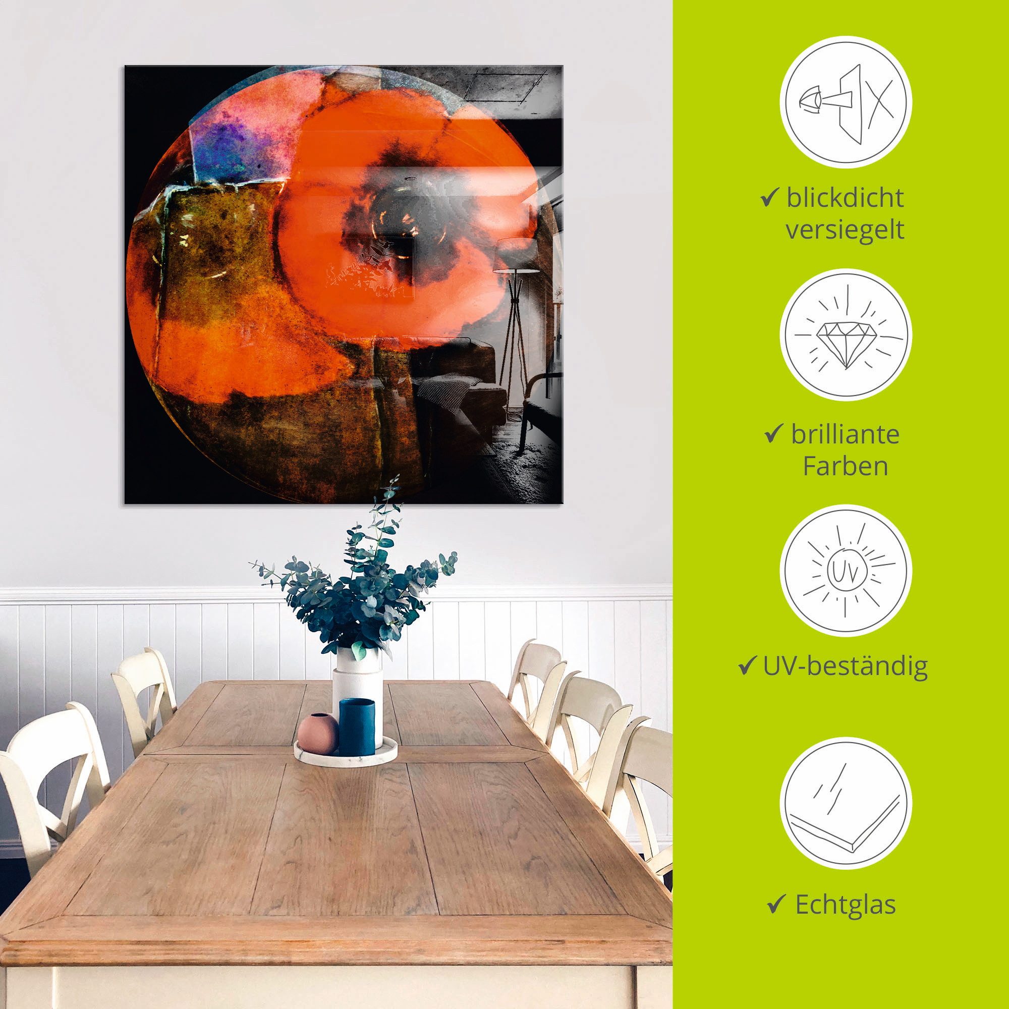 Artland Print op glas Rode klaproos - abstract