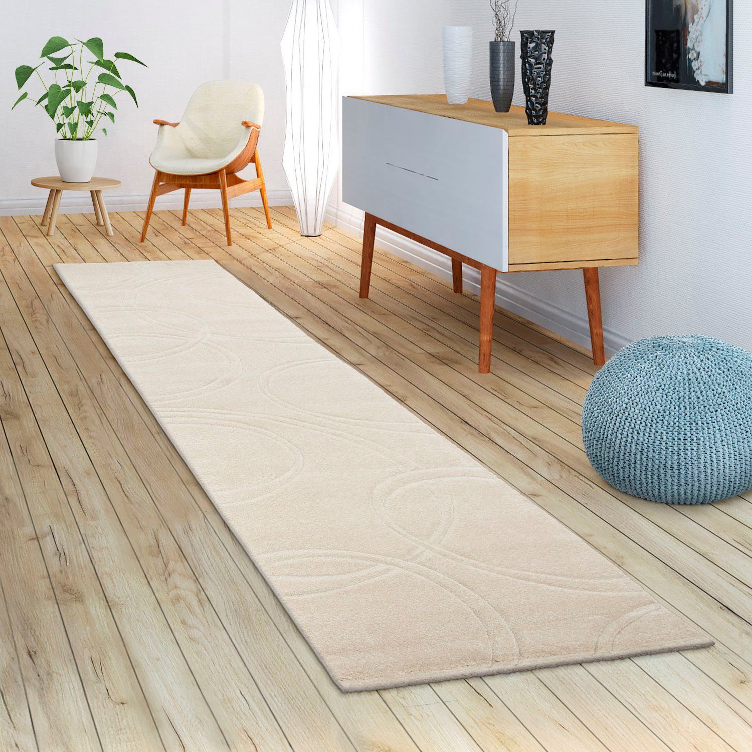 Paco Home Loper Brilliance 757 Tapijtloper, korte pool, met 3D-design, ideaal in de hal & slaapkamer