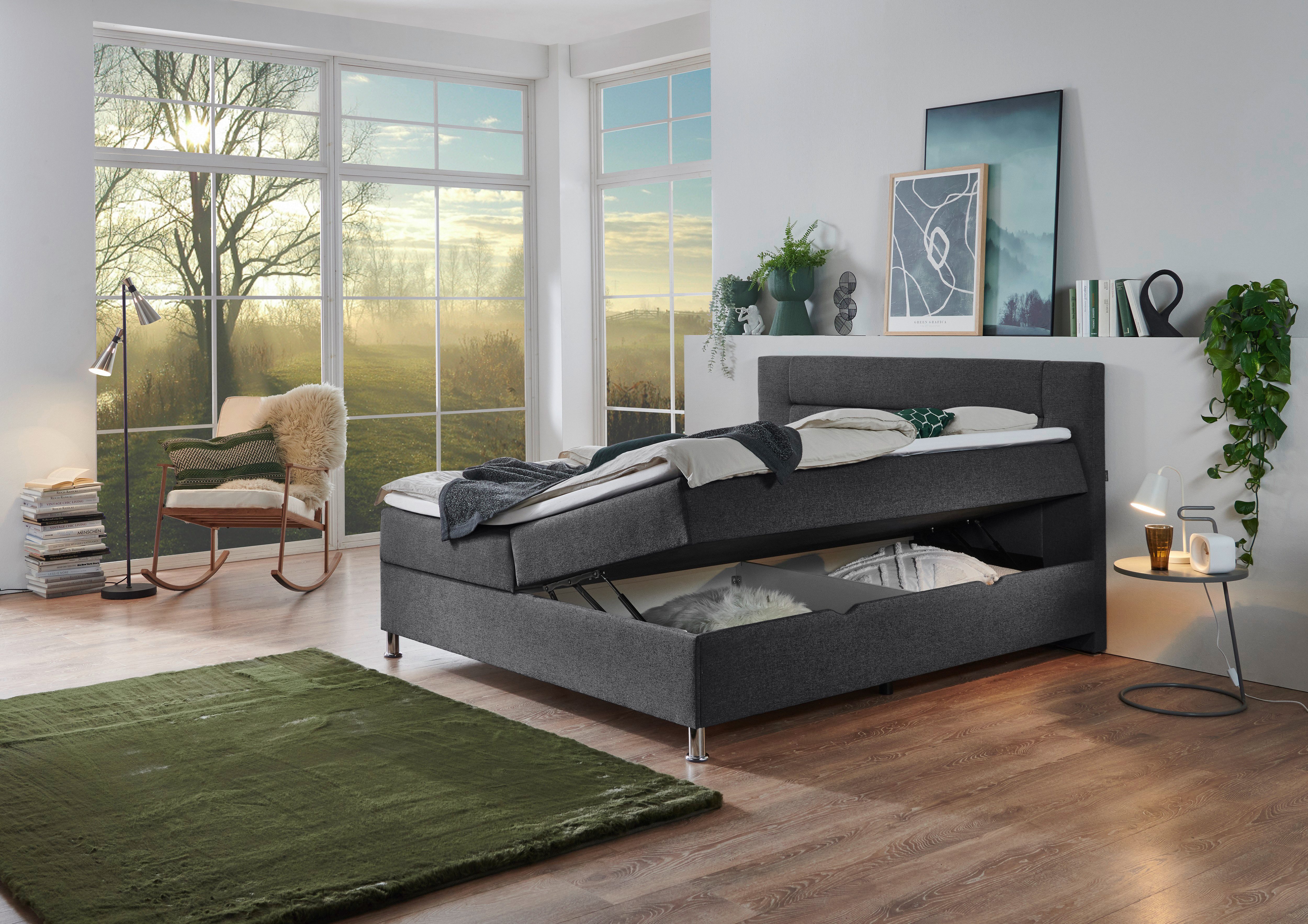 INOSIGN Boxspring Escalon met opbergruimte, inclusief topper beschikbaar in de breedtes 120x200 cm en 180x200 cm