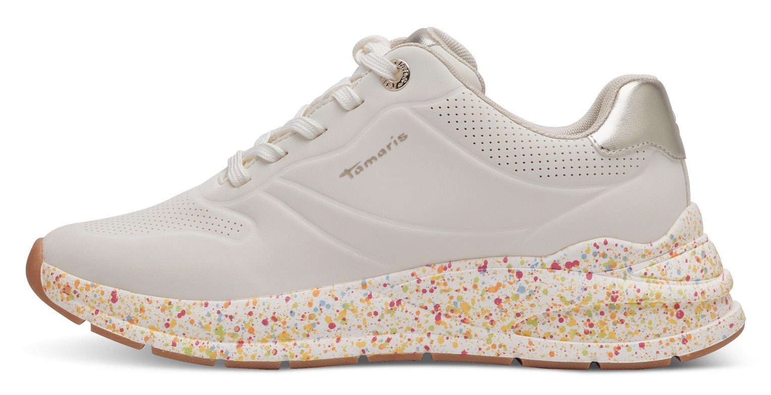 Tamaris Sneakers met gespikkelde zool, vrijetijdsschoen, lage schoen, veterschoen