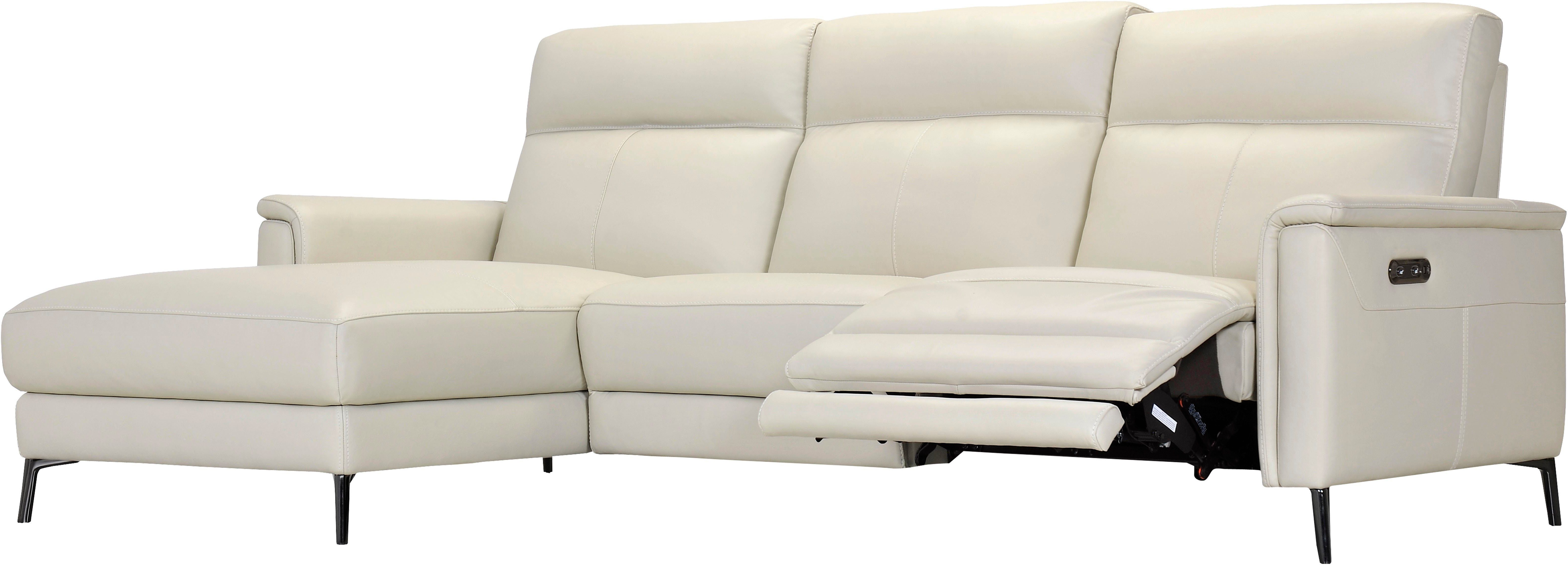 Places of Style Hoekbank Barano, L-model, 260 cm, van leer en weefstof,