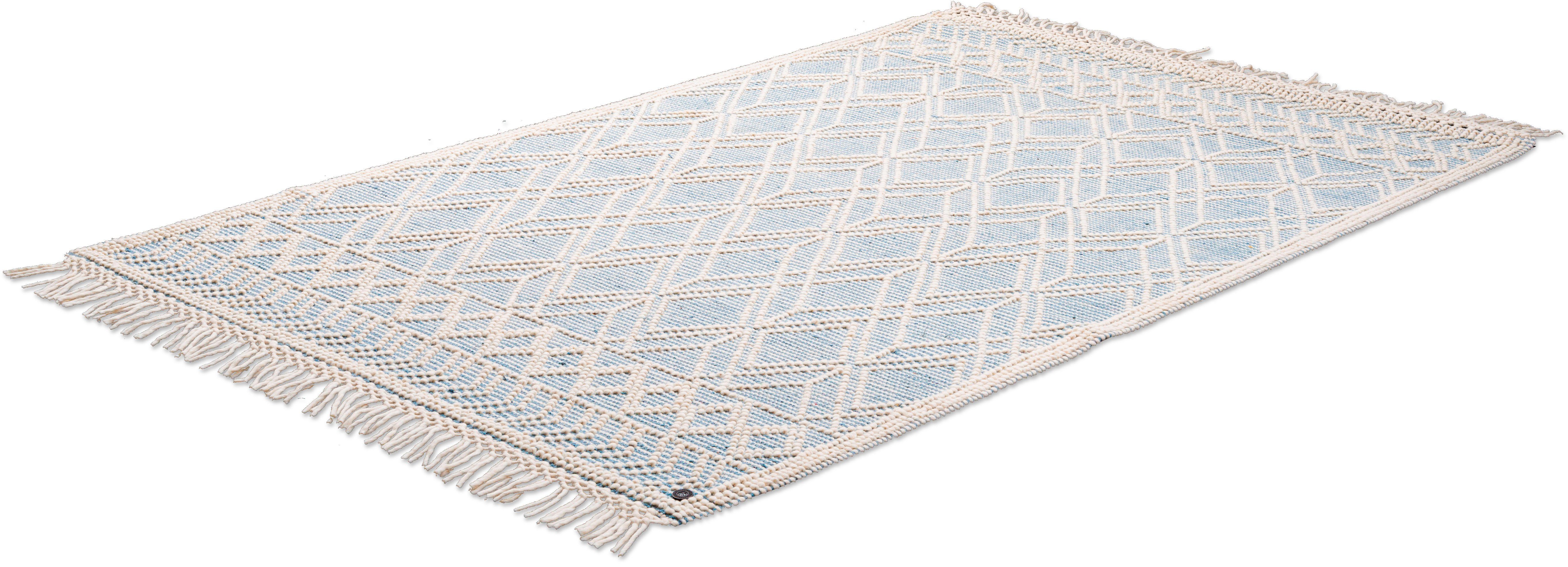 TOM TAILOR HOME Vloerkleed Coloured Macrame Handgeweven vloerkleed, zuivere wol, met de hand geweven, met franje, Scandi design