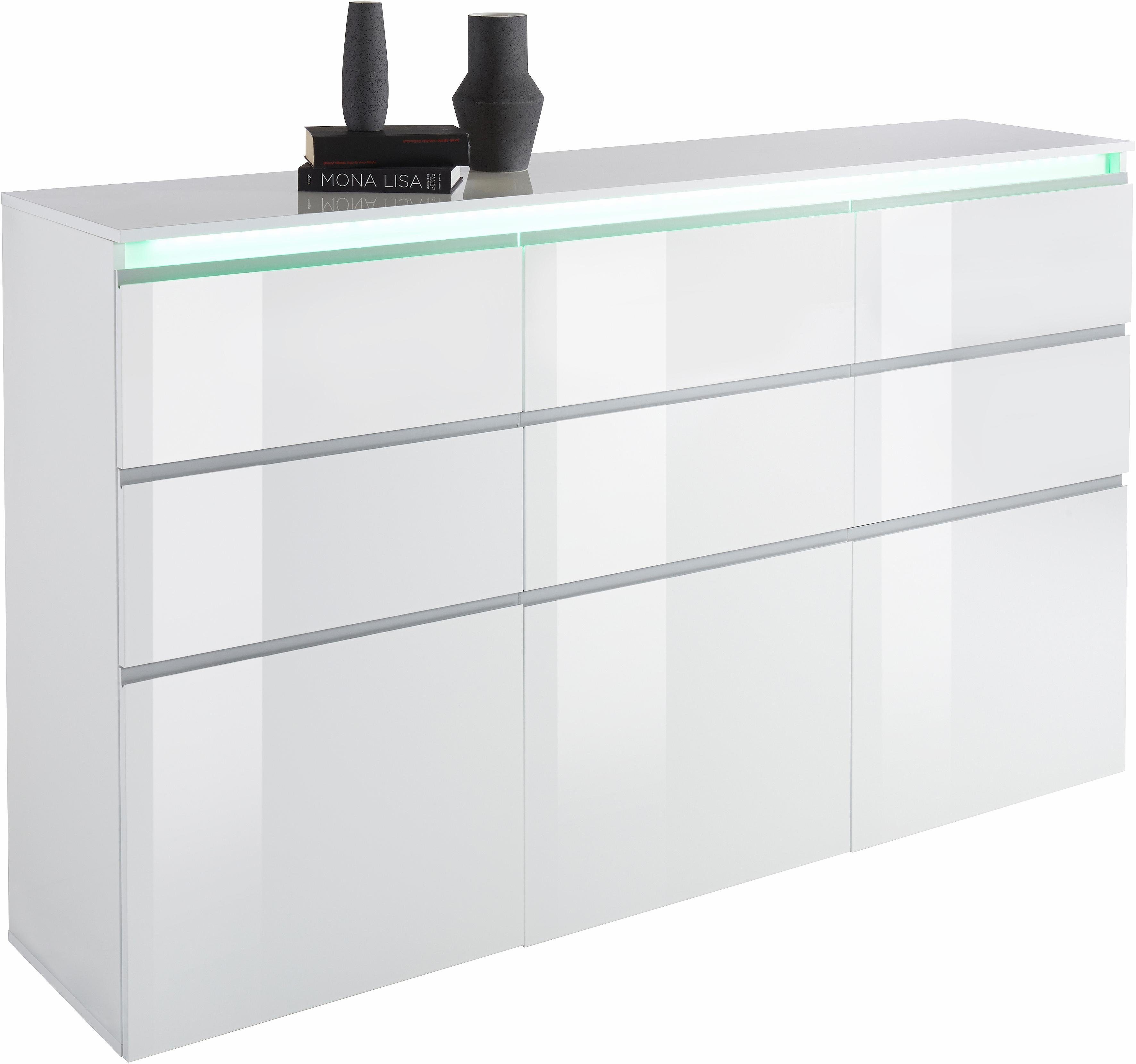 INOSIGN Highboard Magic, highboard, hoge kast, hoge commode met 3 deuren en 6 lades, hoogglans gelakt, breedte 180 cm