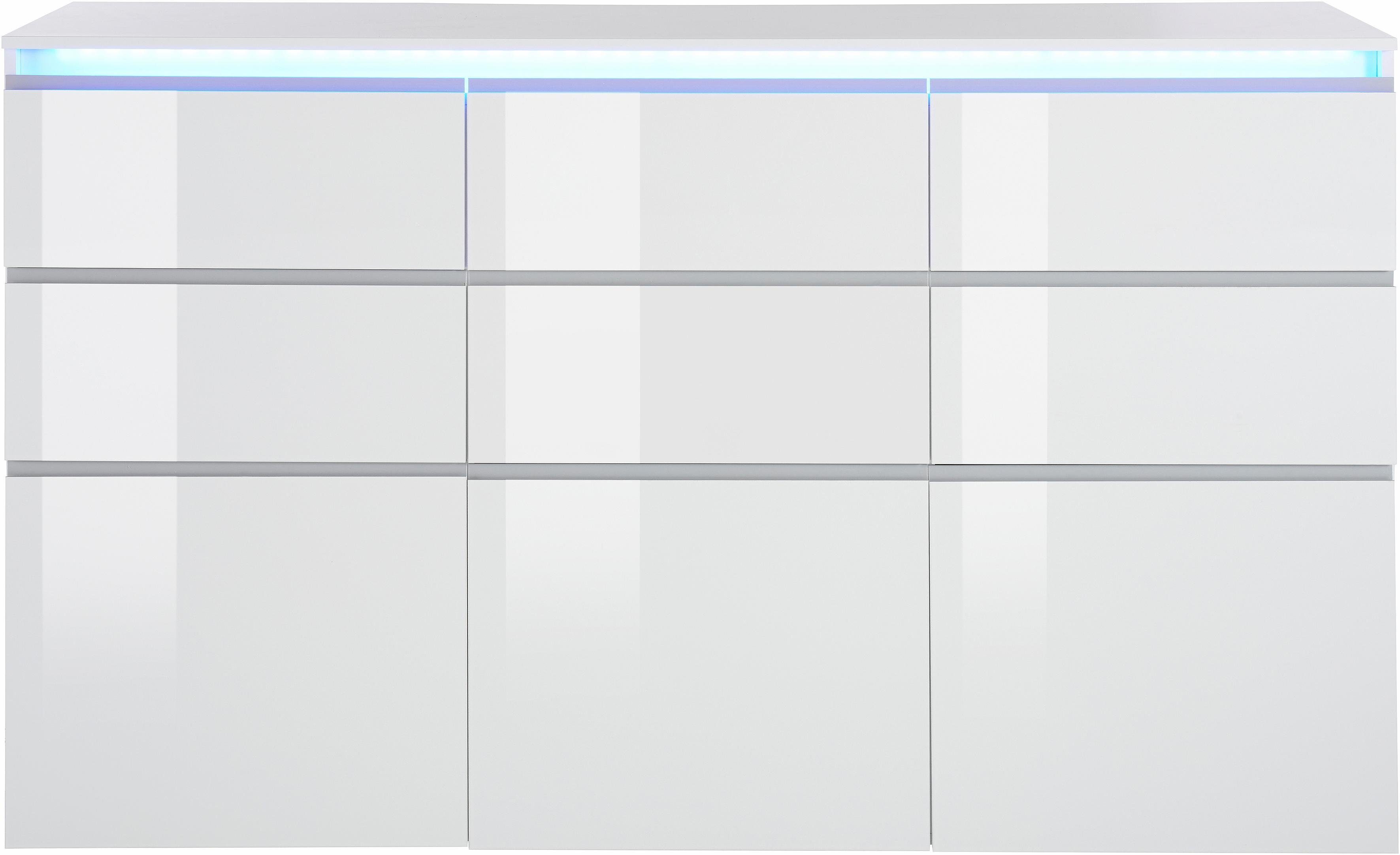 INOSIGN Highboard Magic, highboard, hoge kast, hoge commode met 3 deuren en 6 lades, hoogglans gelakt, breedte 180 cm