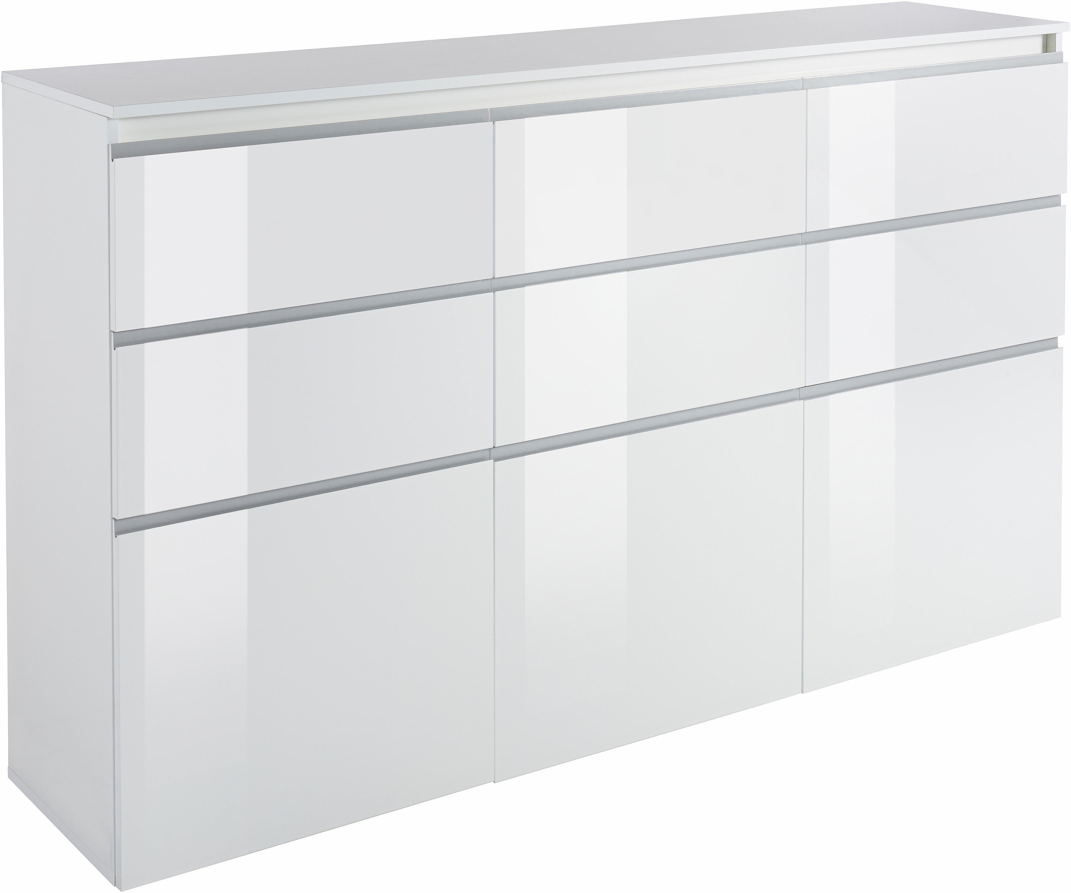 INOSIGN Highboard Magic, highboard, hoge kast, hoge commode met 3 deuren en 6 lades, hoogglans gelakt, breedte 180 cm