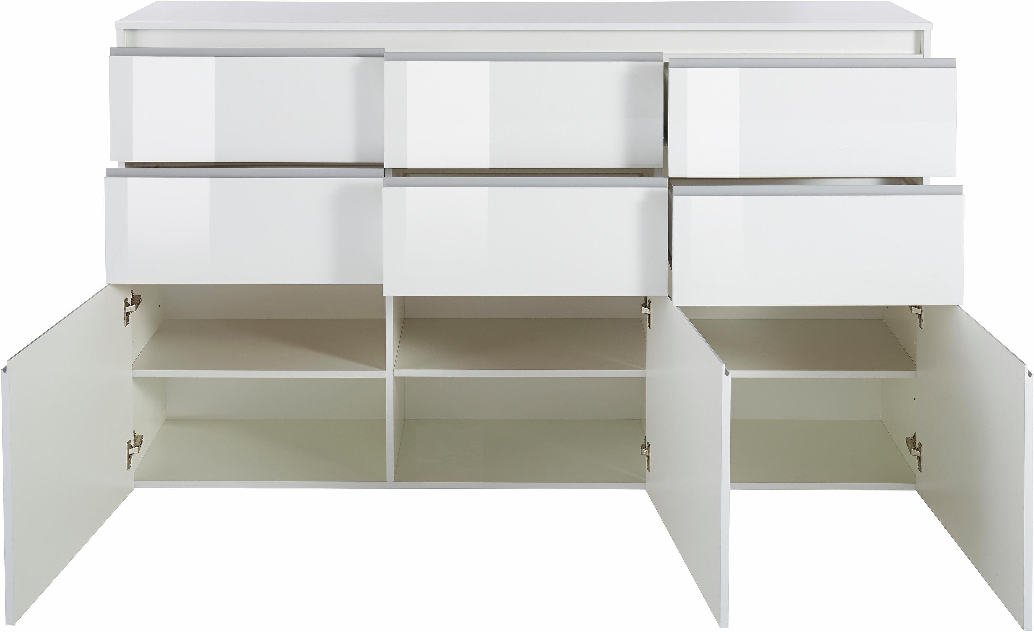 INOSIGN Highboard Magic, highboard, hoge kast, hoge commode met 3 deuren en 6 lades, hoogglans gelakt, breedte 180 cm