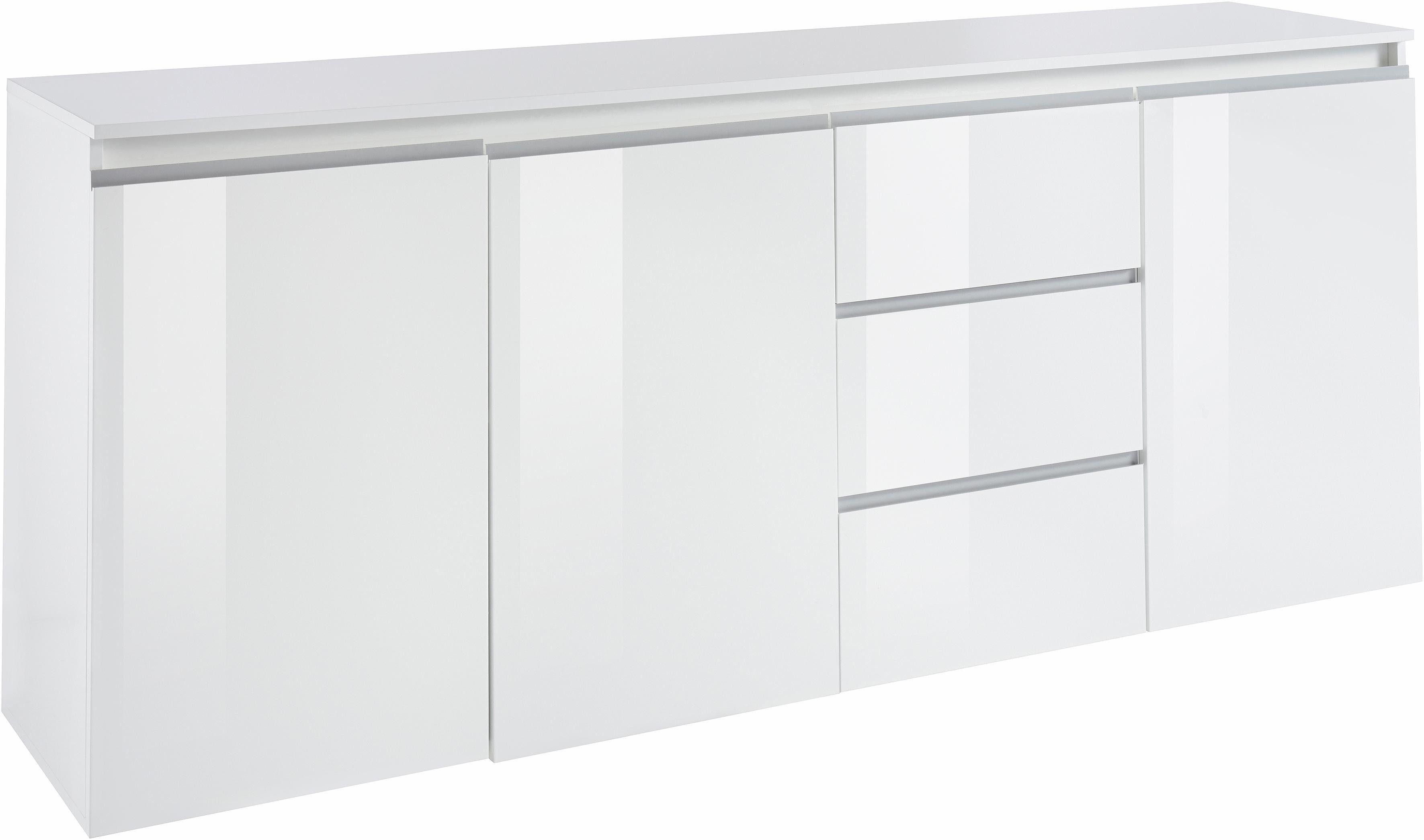 INOSIGN Dressoir Magic, commode, kast, dressoir met 3 deuren en 3 lades hoogglans gelakt (b/d/h) 200x40x80 cm