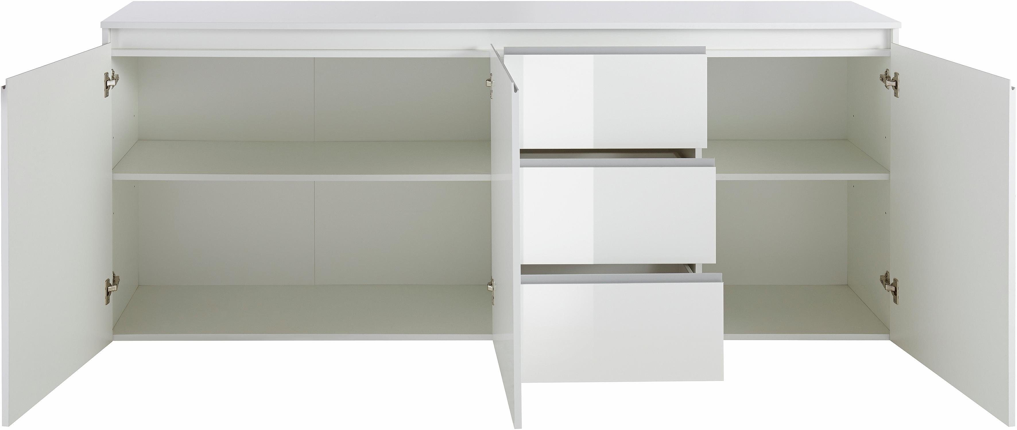 INOSIGN Dressoir Magic, commode, kast, dressoir met 3 deuren en 3 lades hoogglans gelakt (b/d/h) 200x40x80 cm