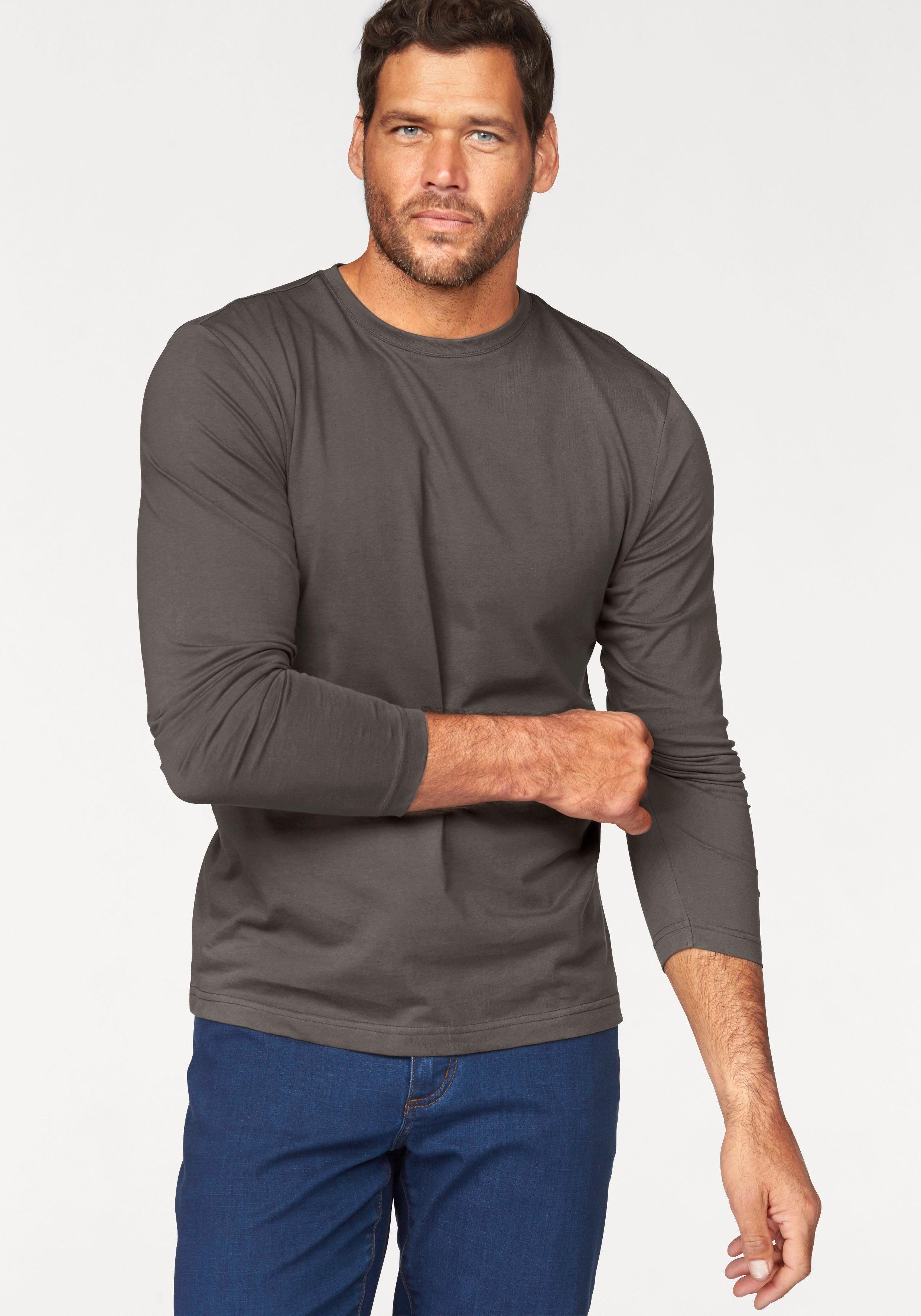 Man's World Shirt met lange mouwen Nieuwe kleur ! Lange mouwen, effen, van katoen, in 3-pack (3-delig, Set van 3)