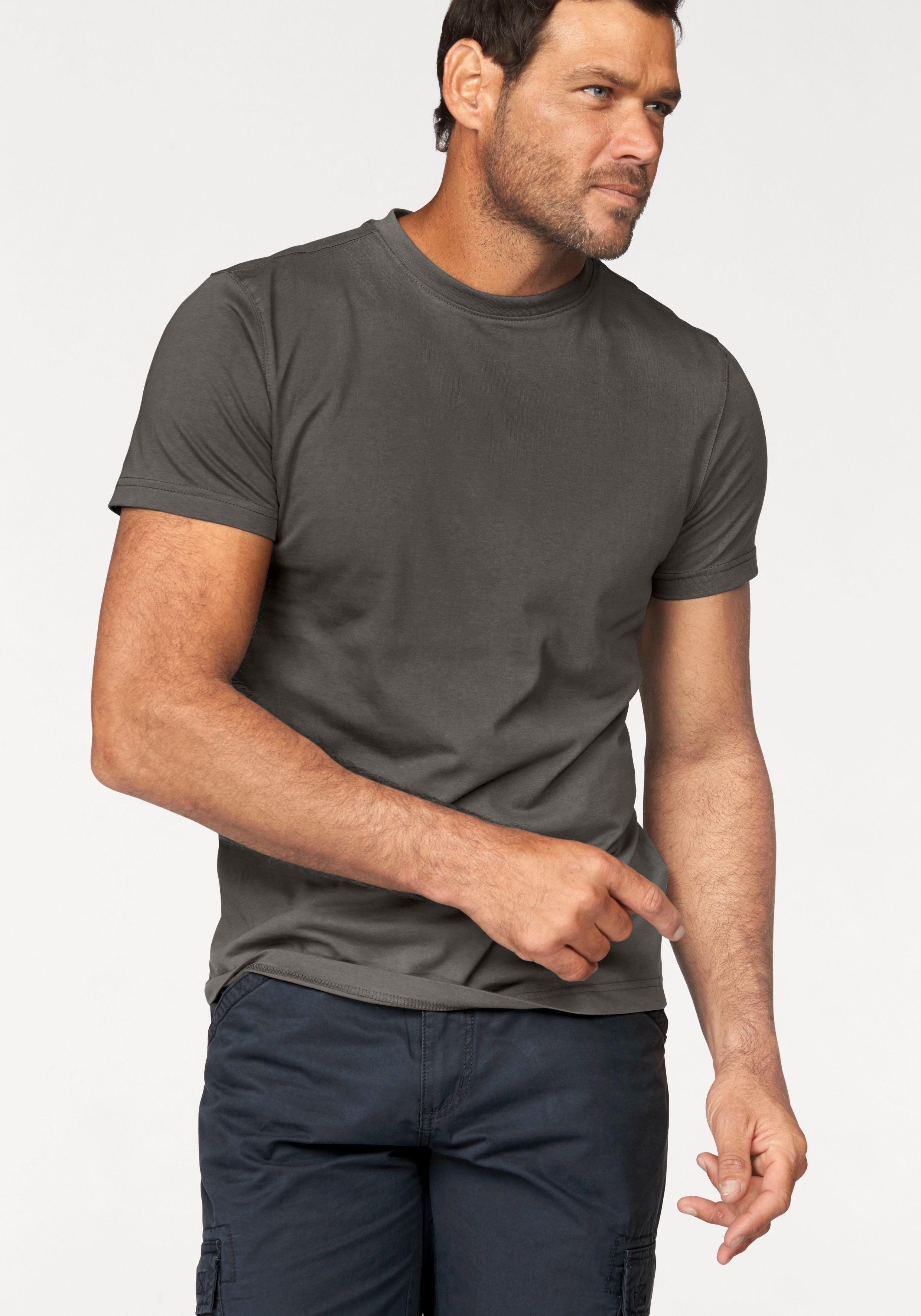 Man's World T-shirt Nieuwe kleuren! Korte mouw, effen kleur, ronde hals, van katoen(3-delig, Set van 3)
