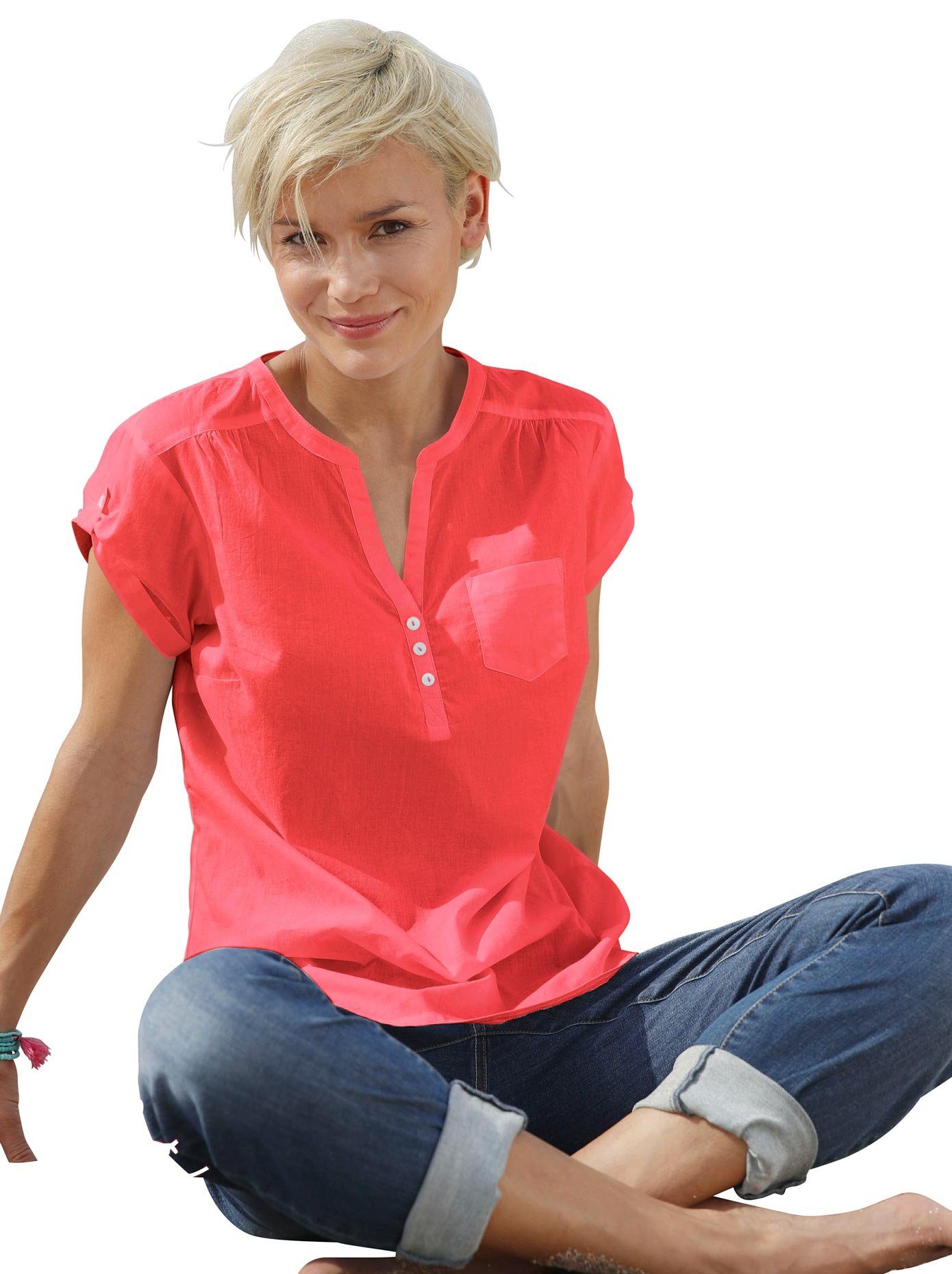Casual Looks Blouse met korte mouwen dames blouses maat 46 rood