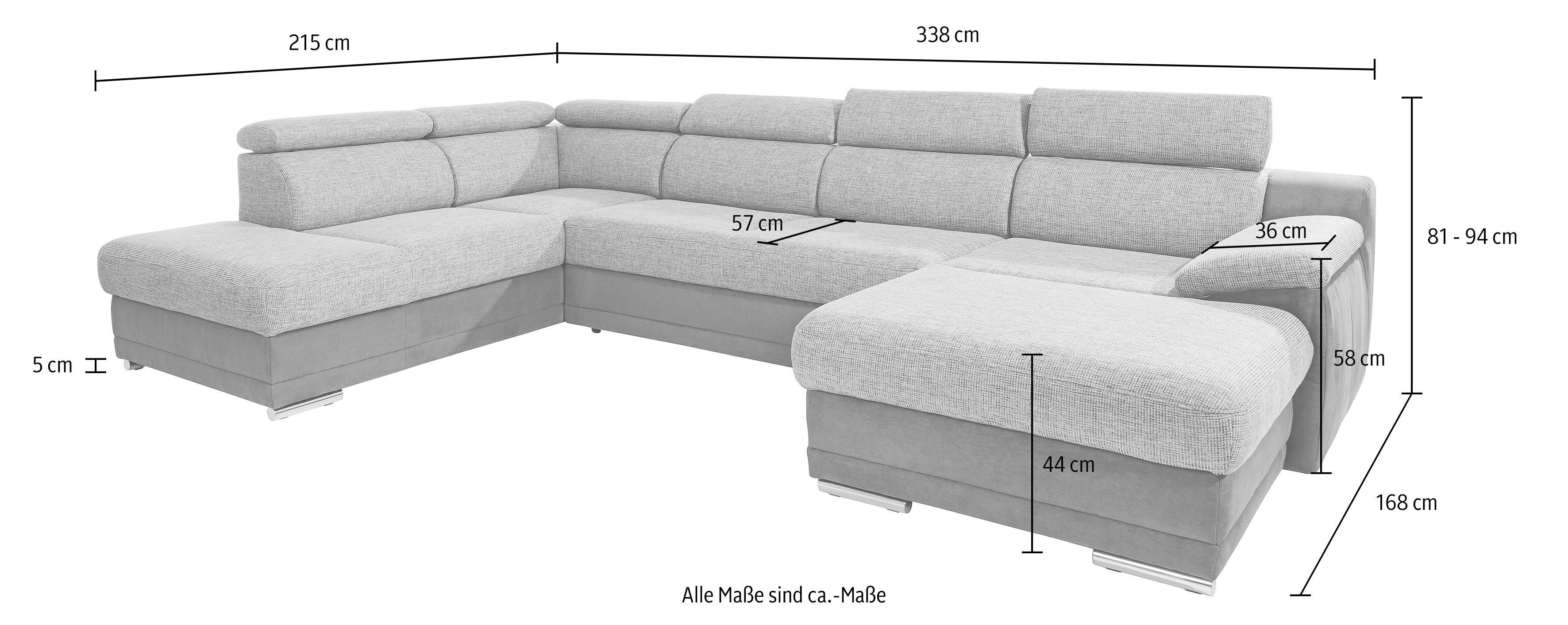 sit&more Zithoek Xenia U-vorm optioneel met slaapfunctie