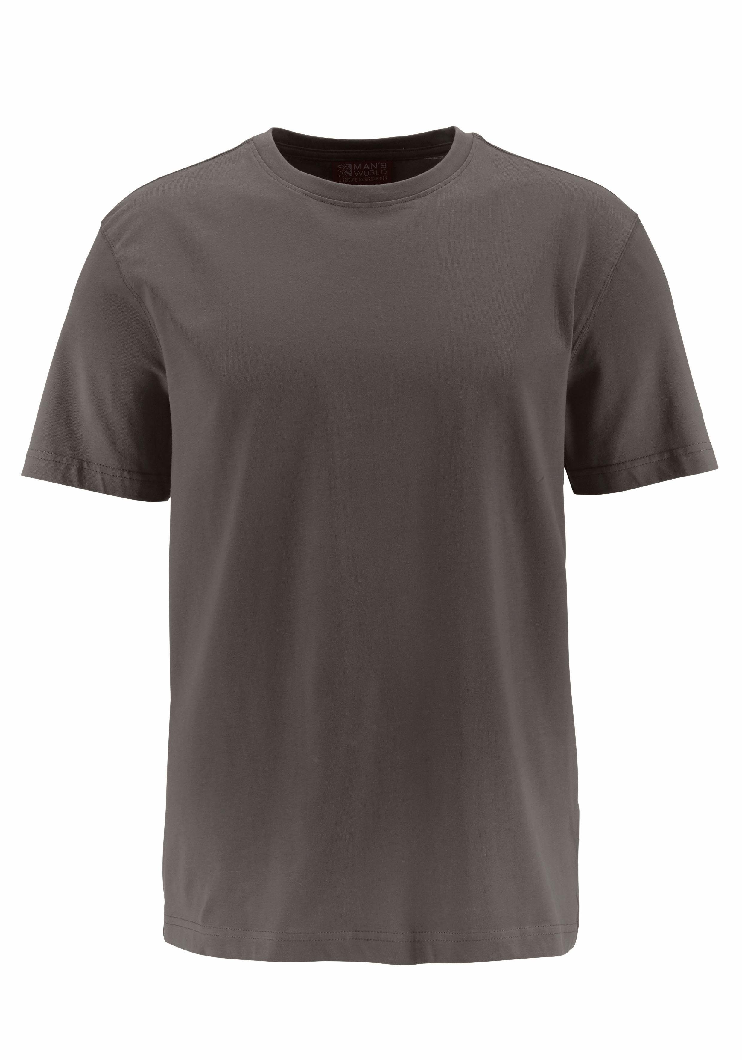 Man's World T-shirt Nieuwe kleuren! Korte mouw, effen kleur, ronde hals, van katoen(3-delig, Set van 3)