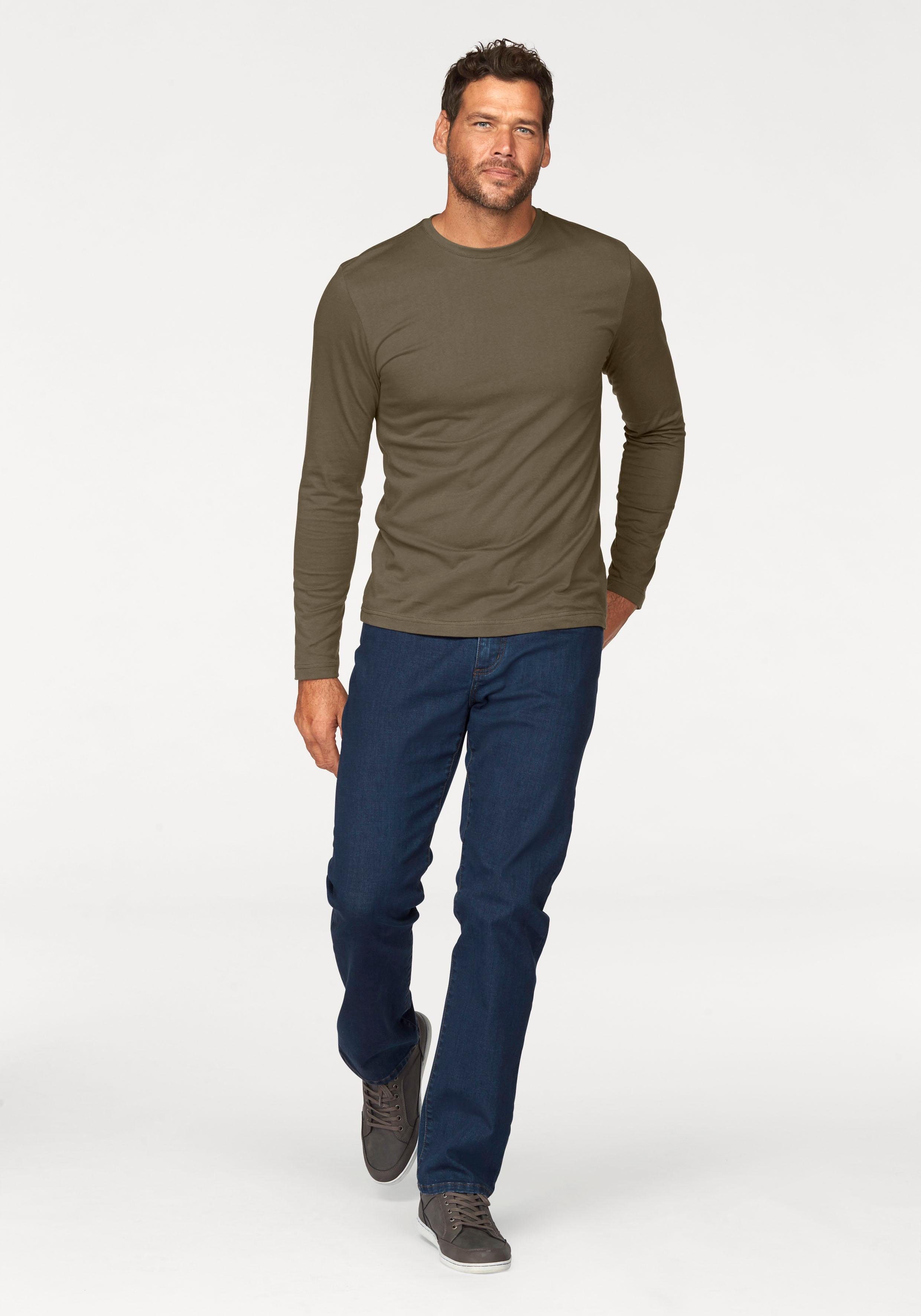 Man's World Shirt met lange mouwen Nieuwe kleur ! Lange mouwen, effen, van katoen, in 3-pack (3-delig, Set van 3)