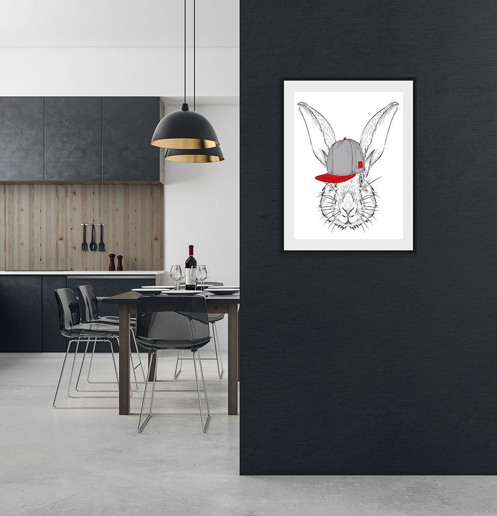 queence Wanddecoratie Sigrid HD premium posterdruk incl. houten lijst (1 stuk) schilderijen maat 30 cm x 40 cm grijs