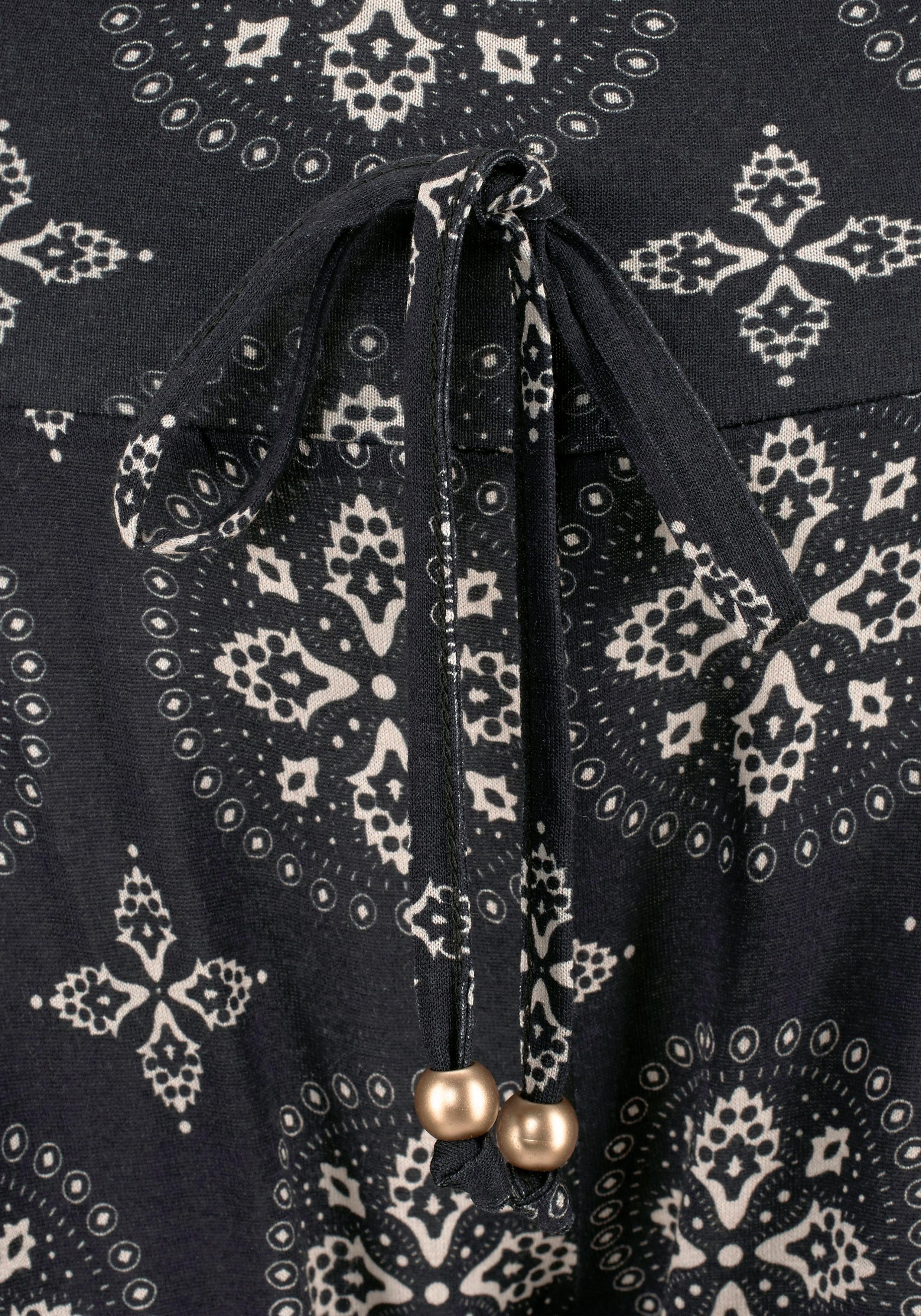 Lascana Strandcapri met all-over print en zakken, 3/4 broek, capribroek, elastisch
