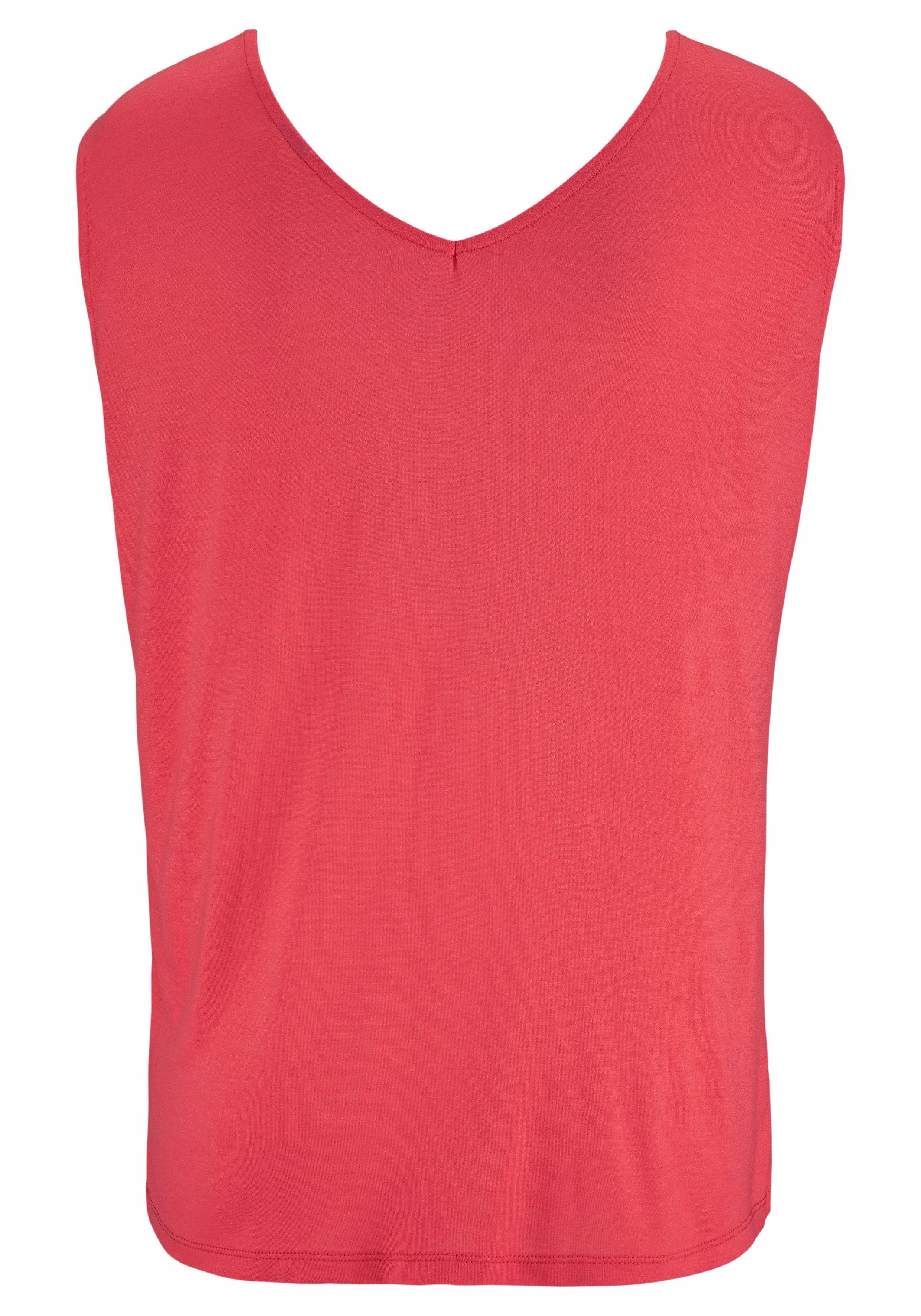 s.Oliver RED LABEL Beachwear T-shirt met sierbandjes bij de hals, shirt met korte mouwen, zomers