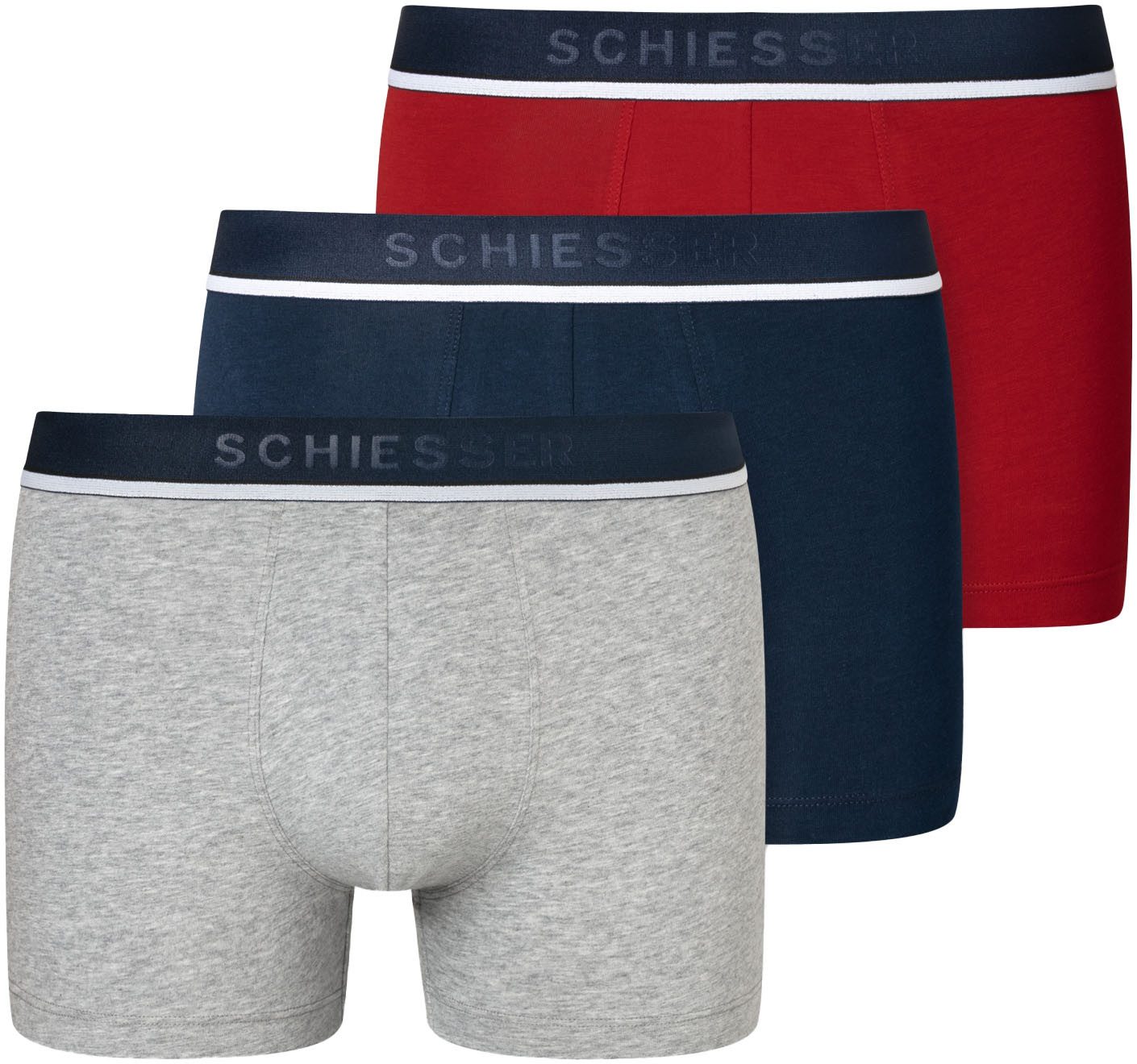 Schiesser Boxershorts 95-5 blauw-rood-grijs