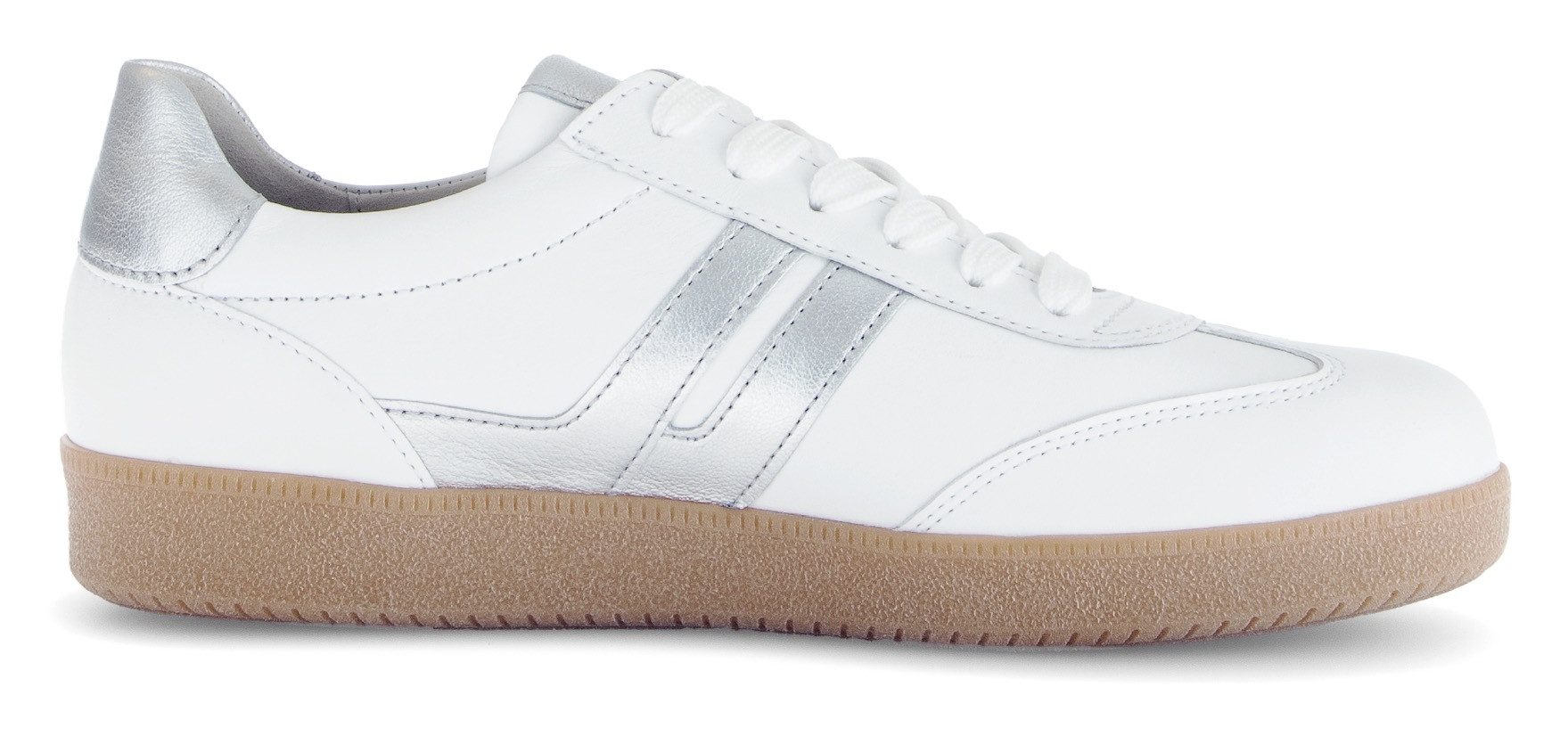 Gabor Plateausneakers , vrijetijdsschoen, lage schoen, veterschoen, contrastafwerking in metallic-look