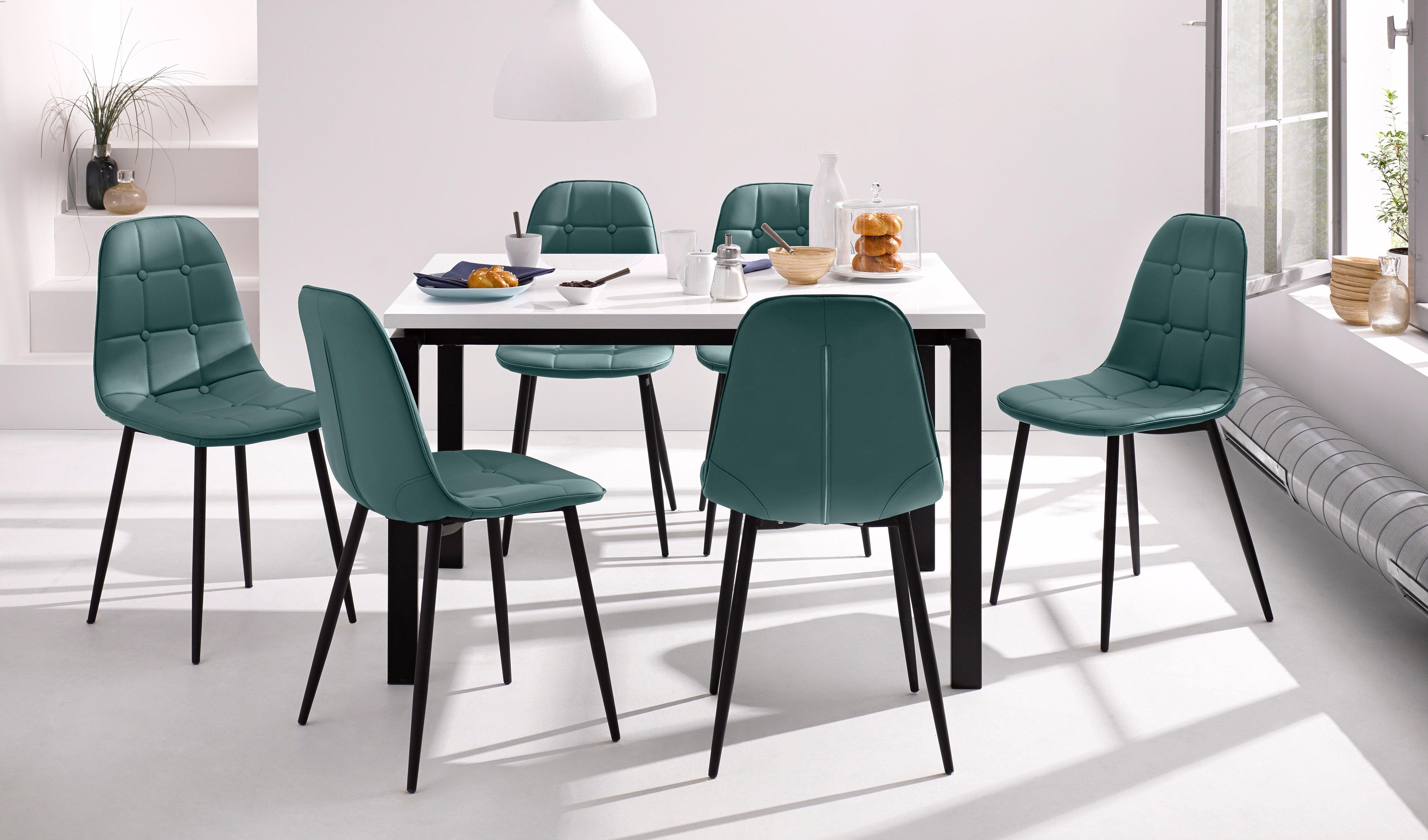 INOSIGN Eethoek Sabine + Luna Eettafel, breedte 120 cm en 4 eetkamerstoelen, overtrekstof in imitatieleer (set, 5-delig)