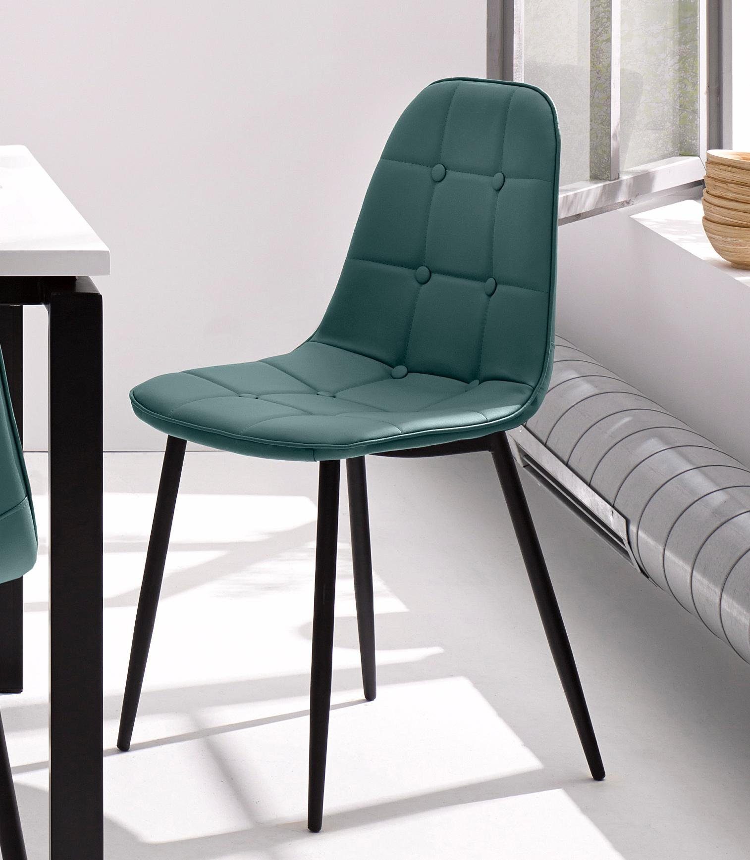 INOSIGN Eethoek Sabine + Luna Eettafel, breedte 160 cm en 4 eetkamerstoelen, overtrekstof in imitatieleer (set, 5-delig)