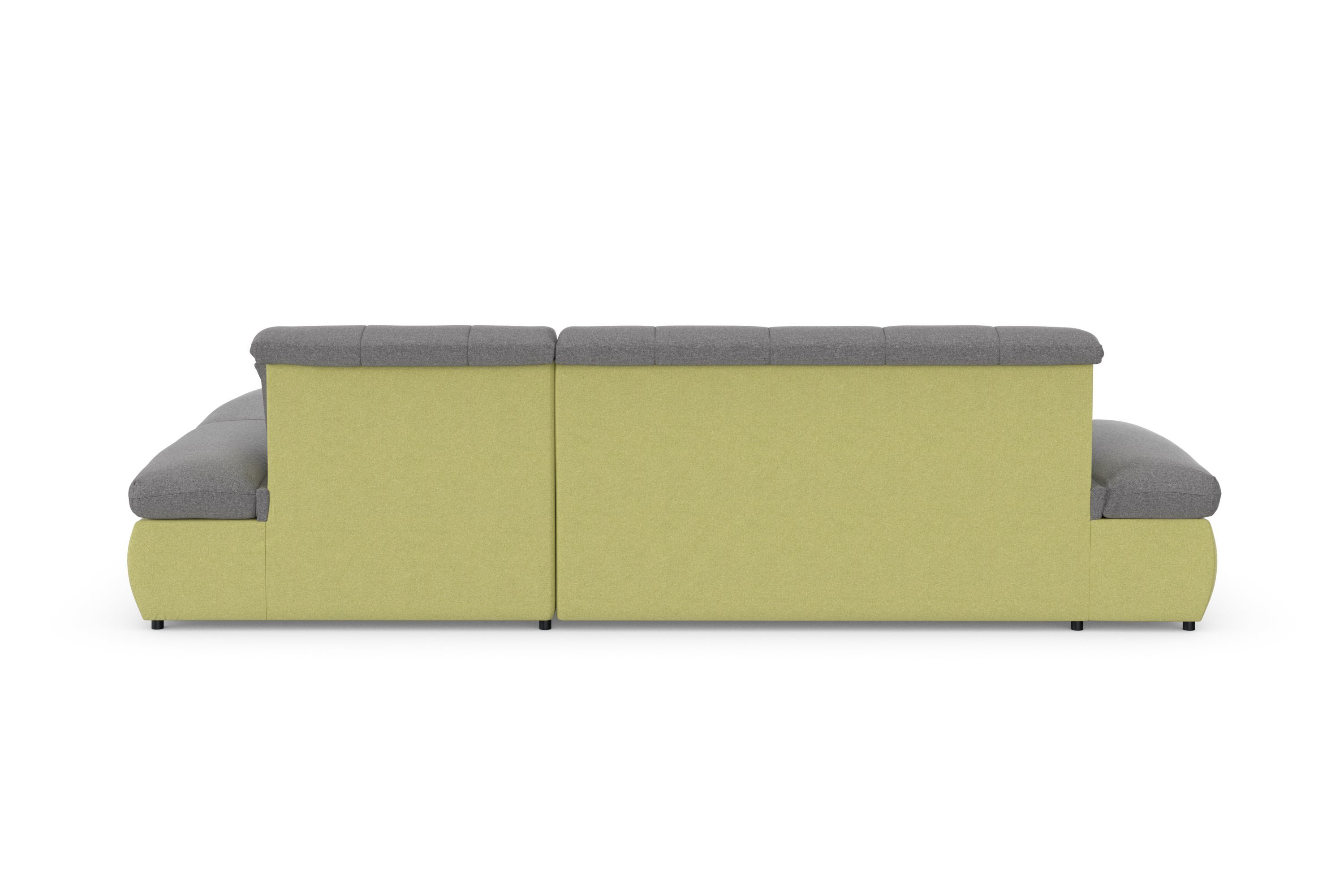 DOMO collection Hoekbank Moric, L-vorm, XXL-bank - Breedte 300cm keuze met bedfunctie en armleuningverstelling, donkergroen