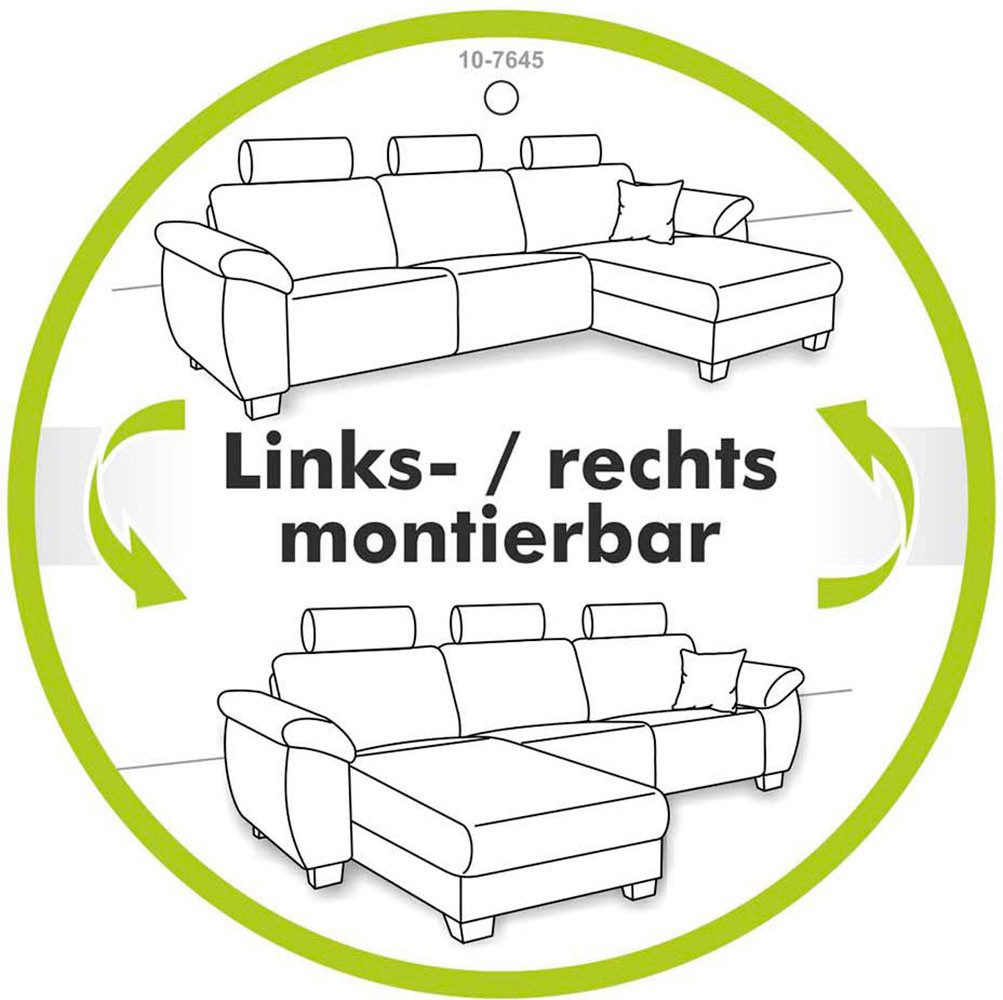 Jockenhöfer Gruppe Hoekbank Luciano L-vorm met inductieve oplaadmogelijkheid, USB-A & USB-C oplaadpoort