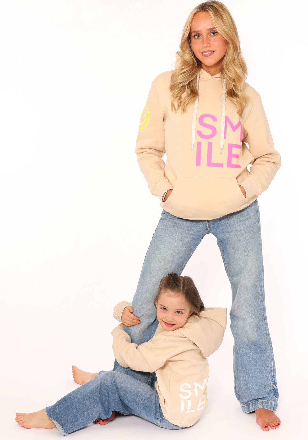 Zwillingsherz Hoodie Alissa met smile-print
