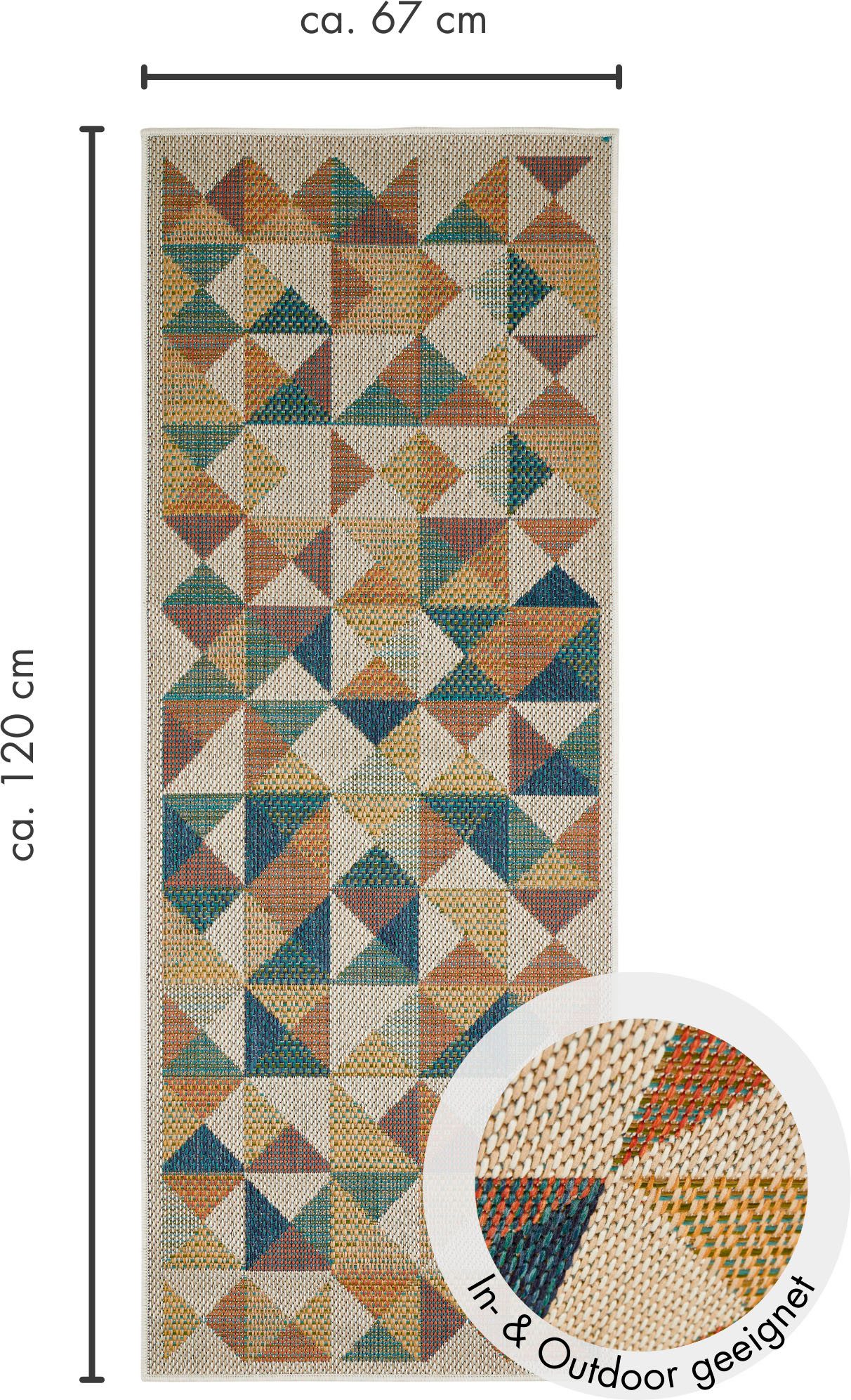 Andiamo Vloerkleed Sedona driehoek Vlakweefsel, modern ontwerp, geschikt voor binnen- en buitengebruik