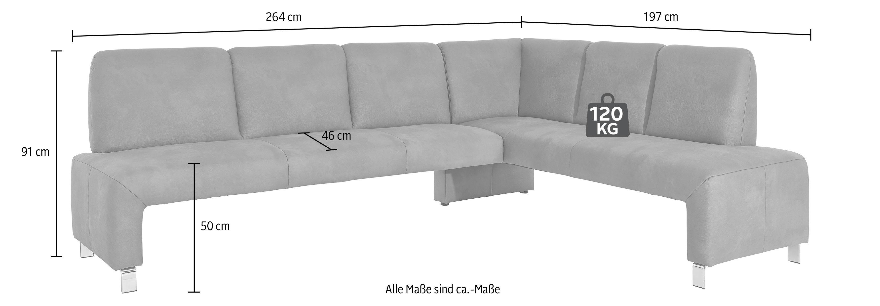 exxpo - sofa fashion Hoekbank Intenso, modern, keuze uit leer of textiel, 264/197 cm (B/D) hoge bodemvrijheid, vrij in de ruimte te plaatsen, hoog zitcomfort