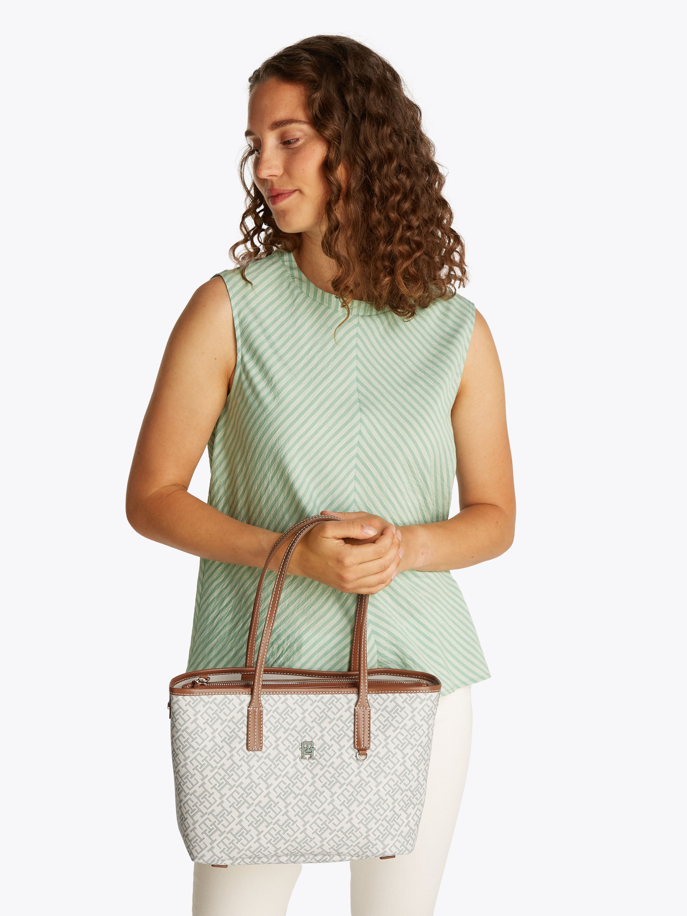 Tommy Hilfiger Draagtas TH MONOPLAY LEATHER MINI TOTE , dames handtas met uitneembare binnentas