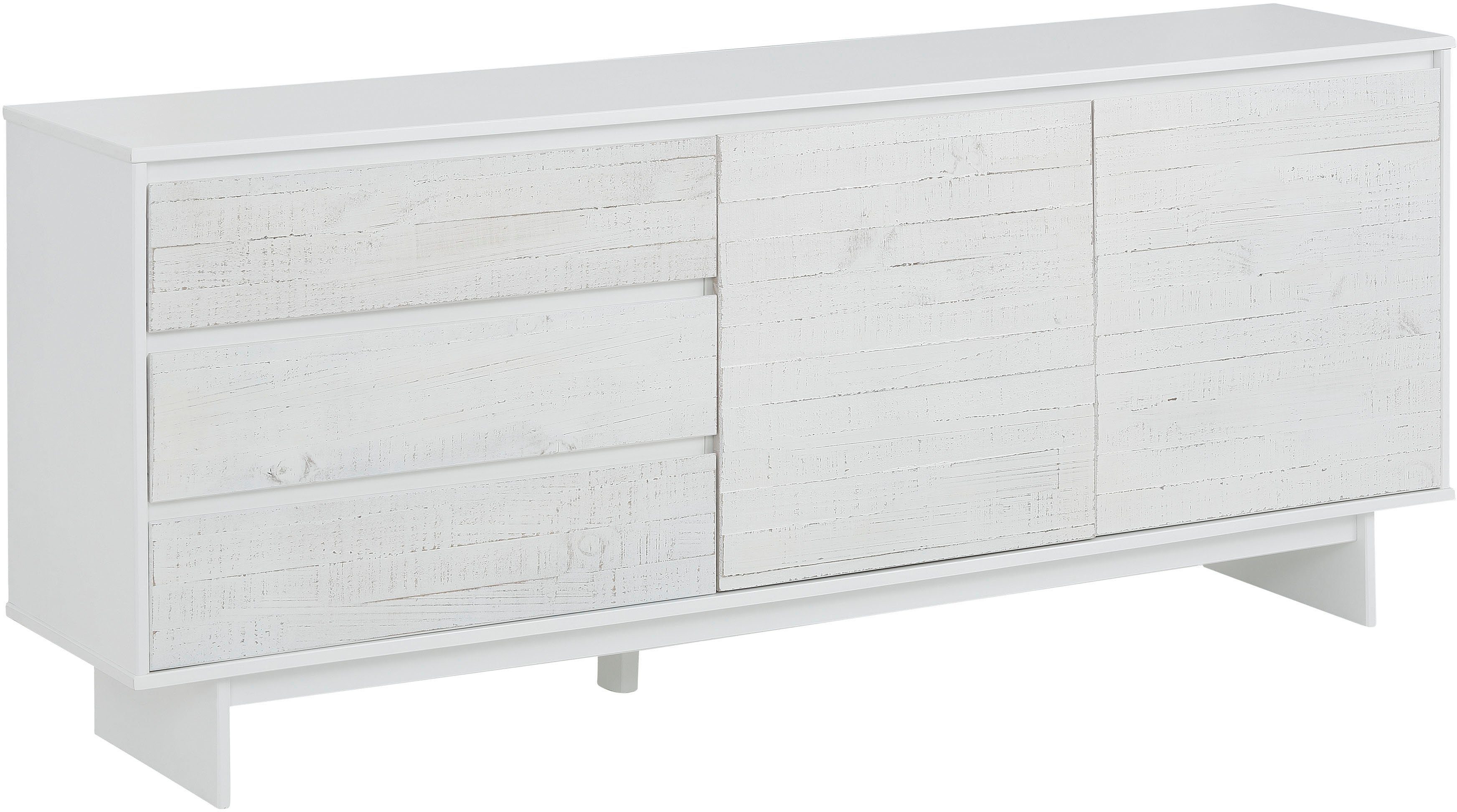 Home affaire Dressoir Morgan Kast van massief dennenhout, met grepen, breedte 165 cm dressoirs maat 165x35x68 cm wit
