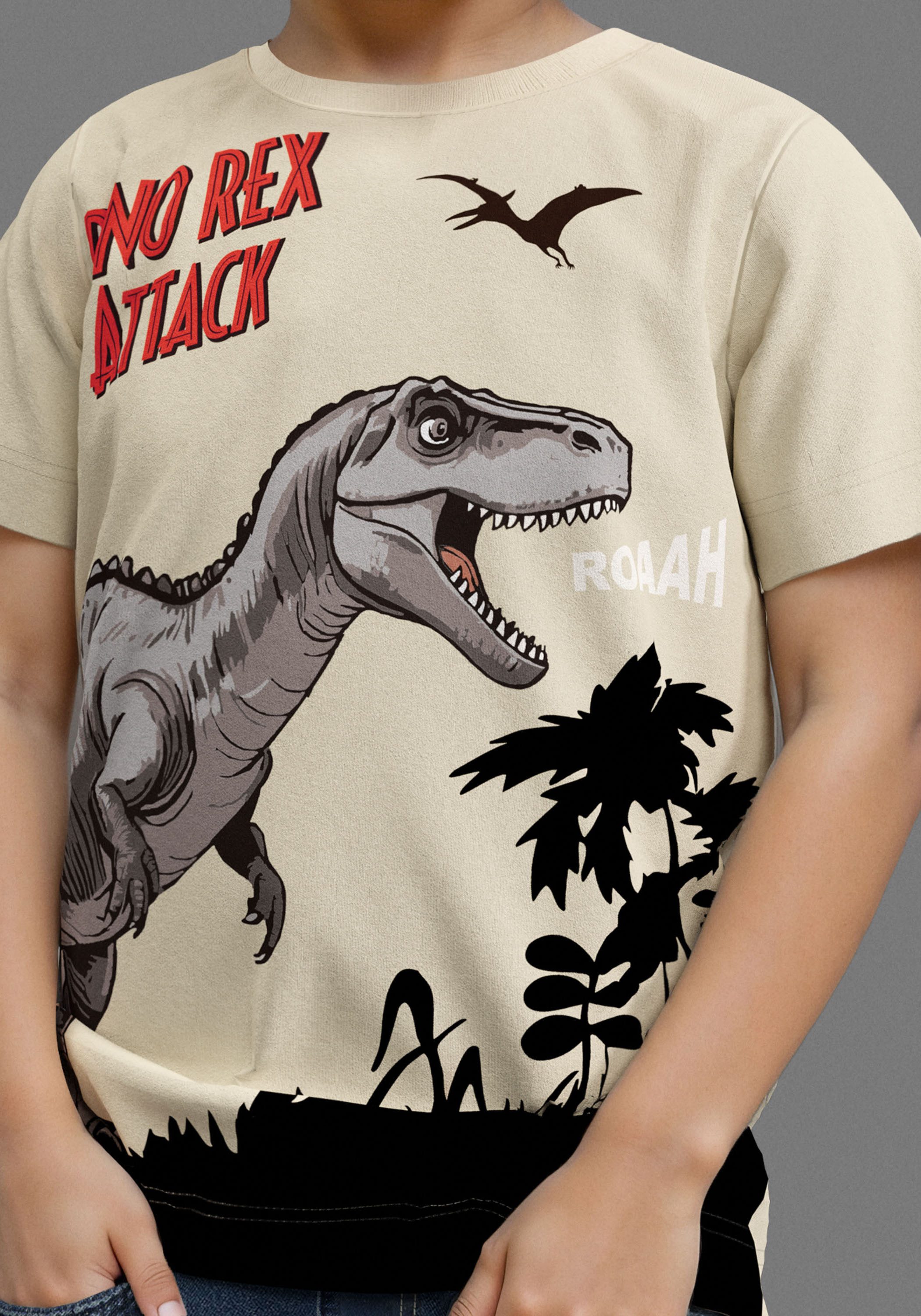 KIDSWORLD T-shirt Druk: DINO REX AANVAL