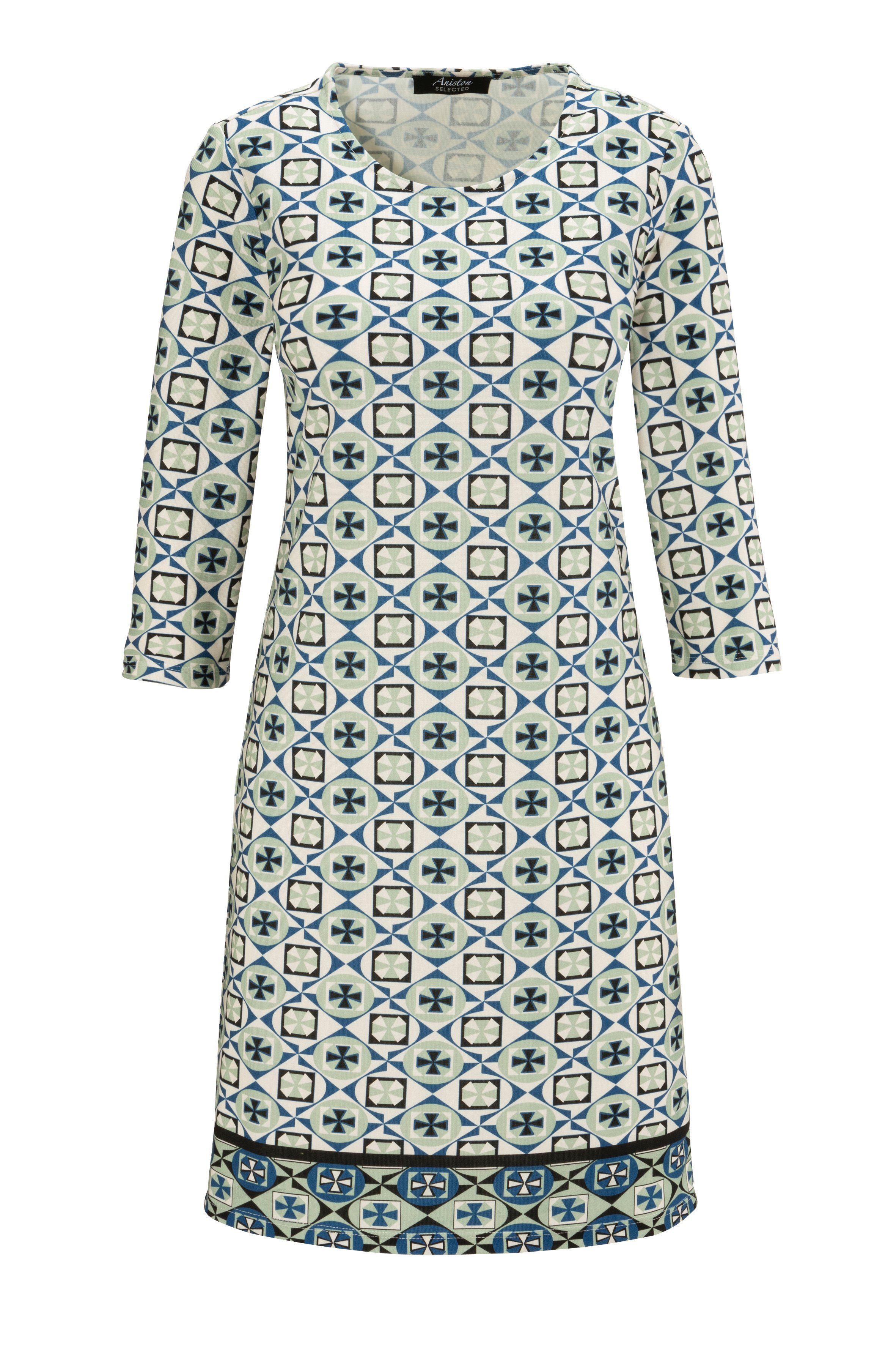 Aniston SELECTED Jerseyjurk met geometrisch patroon en bedrukte rand nieuwe collectie