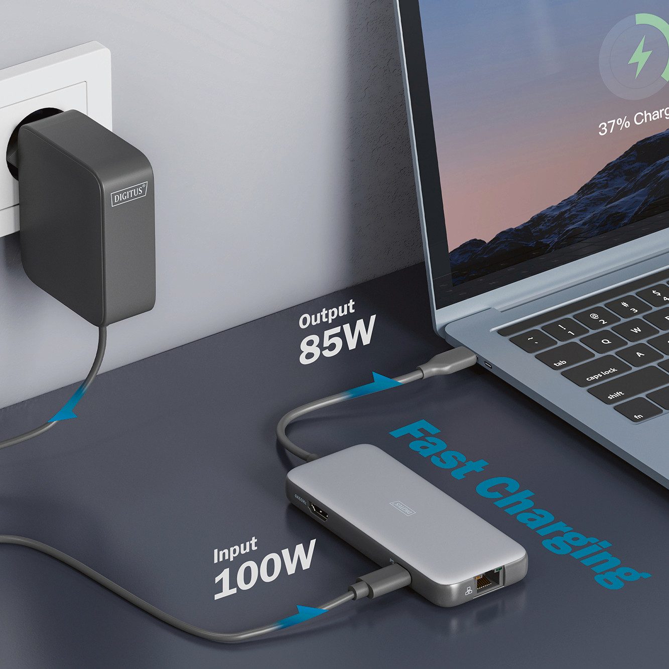 Digitus Laptop-dockingstation USB-C Docking Station, 7-Port, HDMI, USB, RJ45, SD