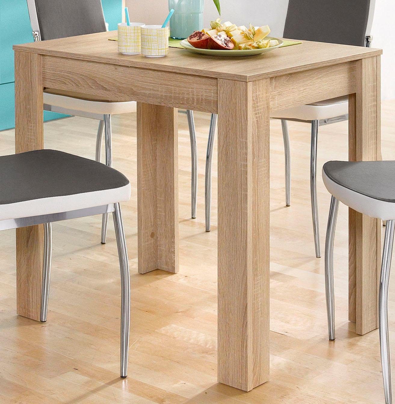 Mäusbacher Eettafel Breedte 80/110/120 cm met lade eettafels maat 80 cm x 75 cm x 60 cm bruin