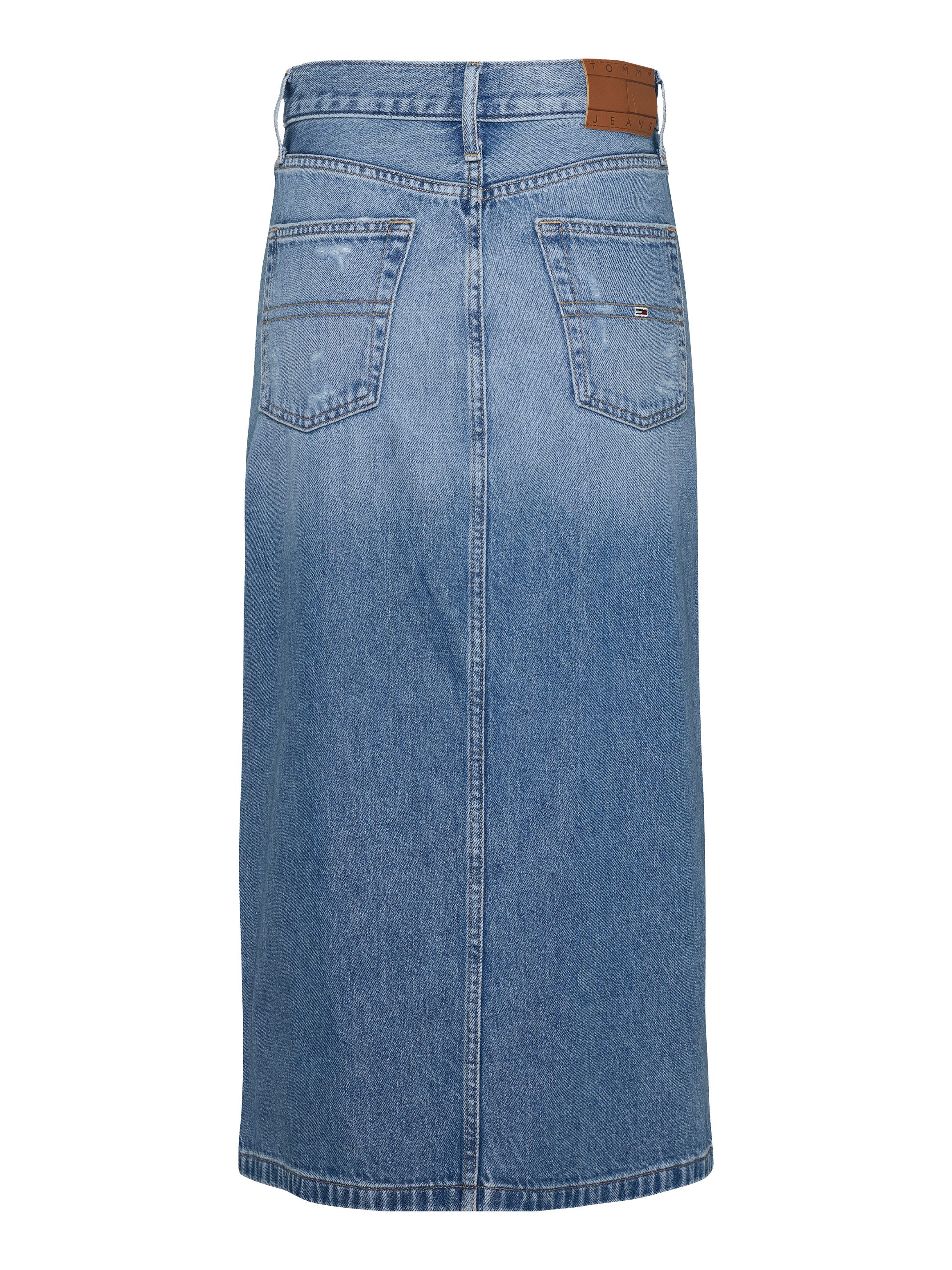 TOMMY Jeans rok CLAIRE MIDI SKIRT BI8036 in midi-lengte, in blauwe was