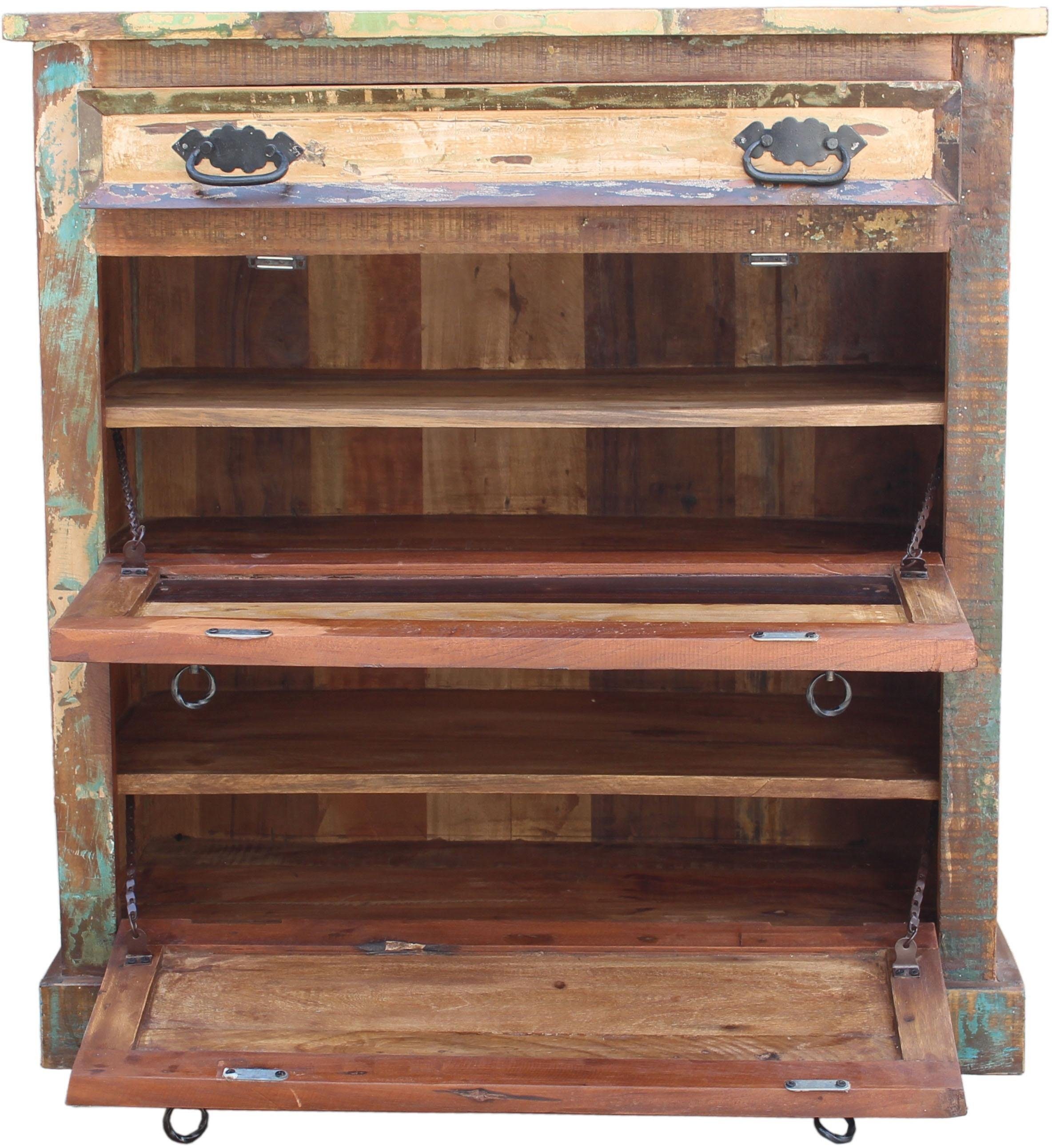 SIT Schoenenkast Riverboat van gerecycled gebruikt hout, shabby chic, vintage