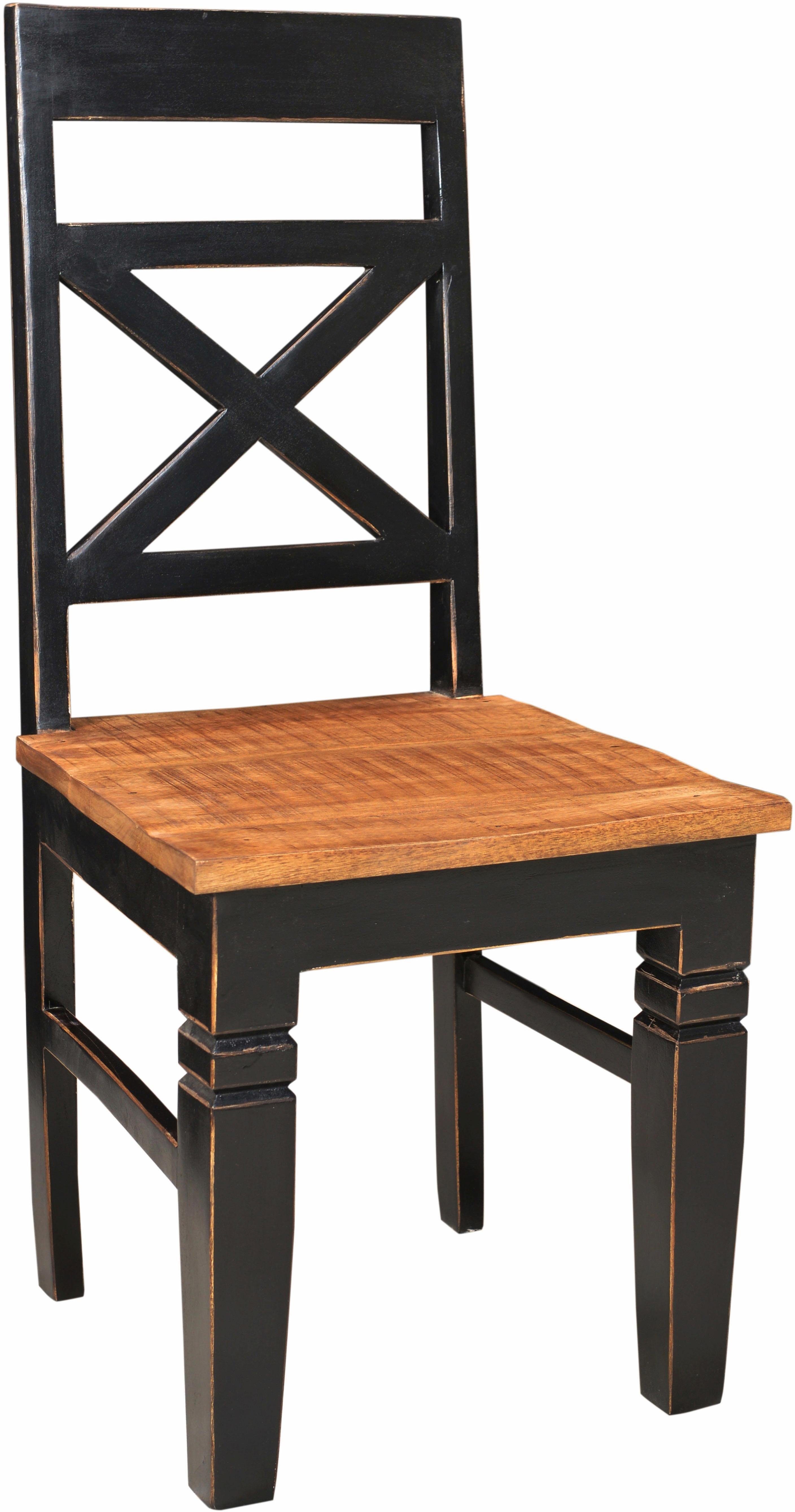 SIT Stoel met 4 poten Corsica Shabby chic, vintage (set, 2 stuks) gestoffeerde stoelen zwart