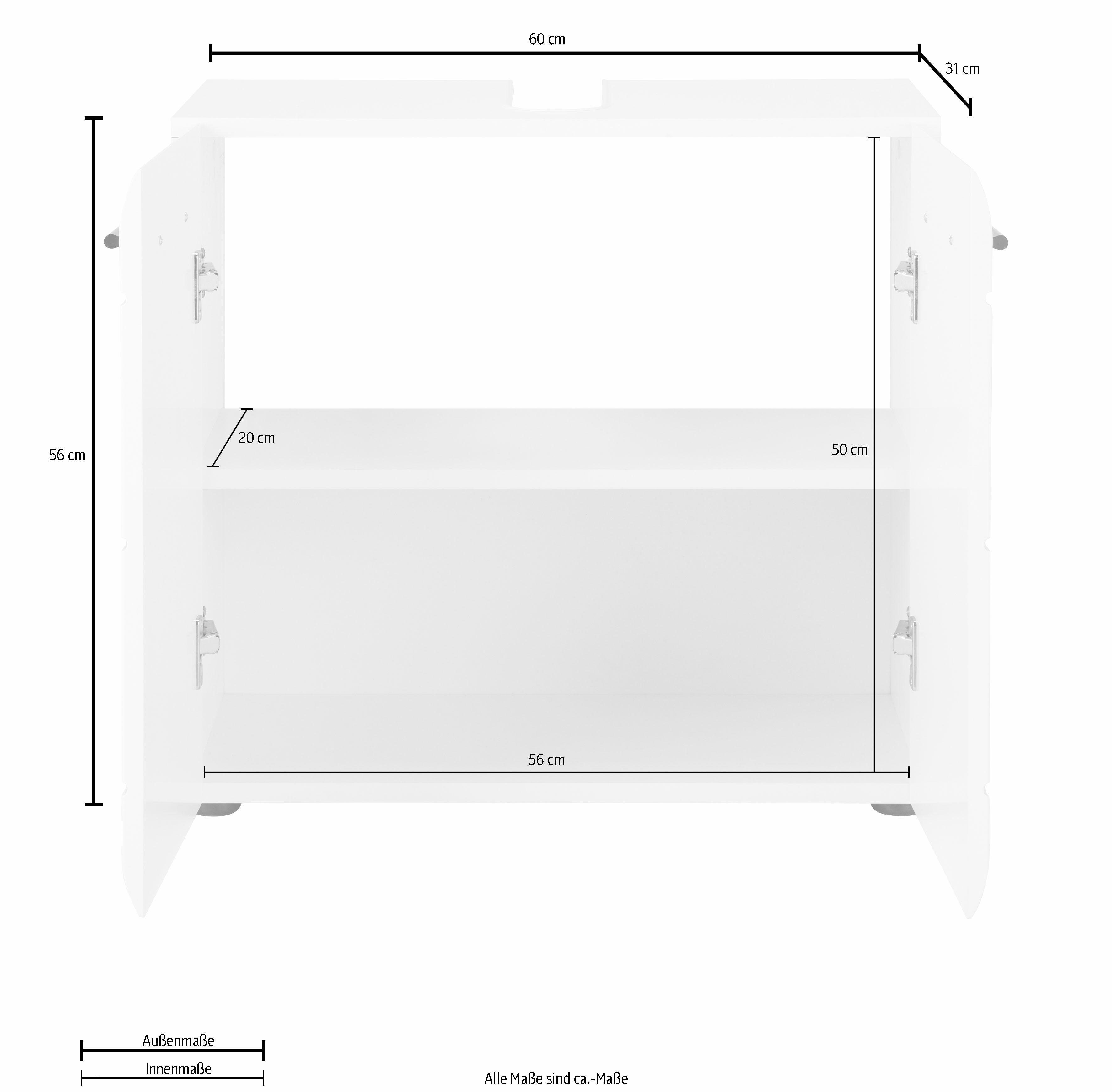 INOSIGN Wastafelonderkast Sovana Wastafel met verstelbaar vak - Afmetingen (B/D/H) 60/31/56 cm