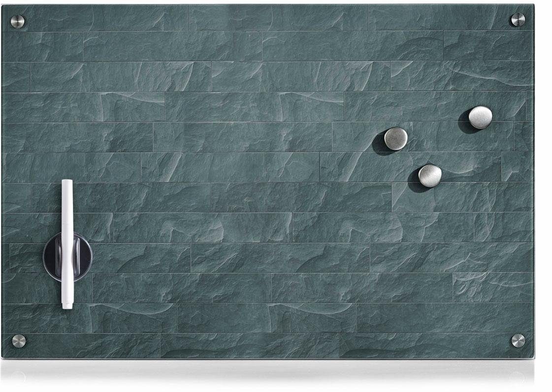zeller present magneetbord stonewall memobord, van glas, steenmotief grijs