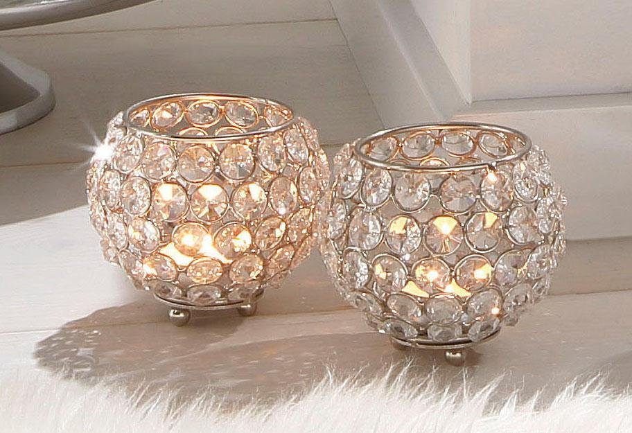 Home affaire Waxinelichthouder Kristal (set, 2 stuks)