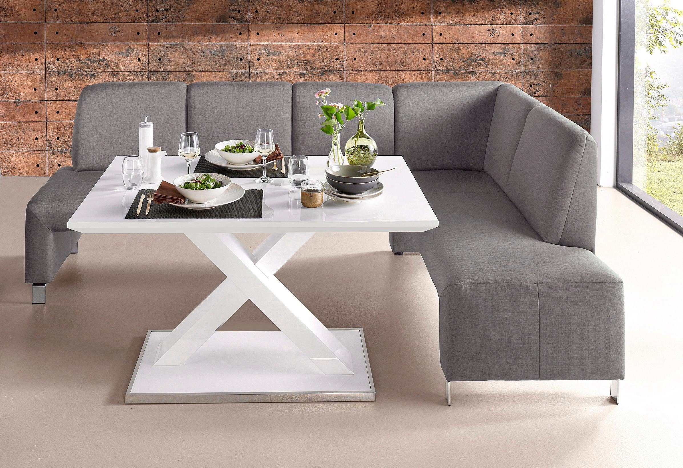 exxpo - sofa fashion Hoekbank Intenso, veel bekledingsstoffen Cord, leer, structuur 244/157 cm (B/D) grijs, hoekbanken, Ottomane rechts, lange zijde